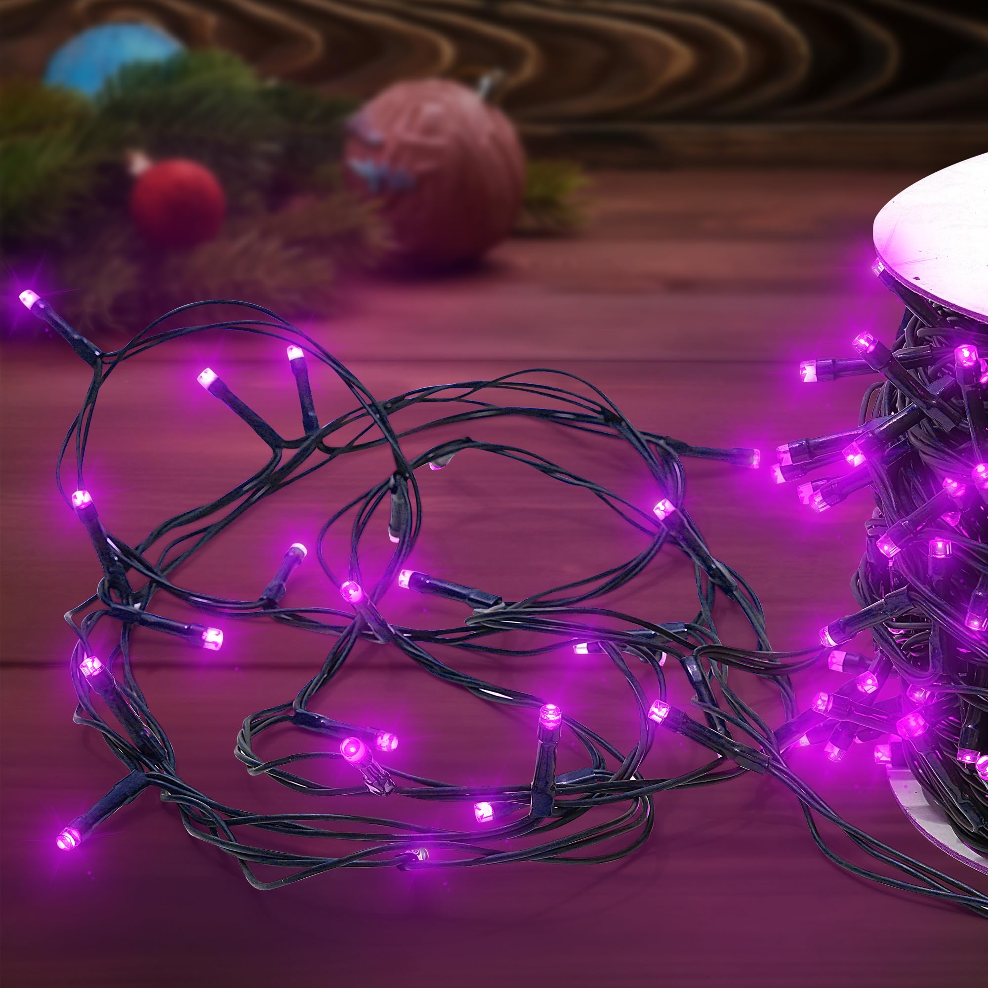 Rpgt 200 Leds 73Ft Green Cable Wire Low Voltage Fairy String Tree Twinkle Lights 12 Modes For Christmas Party, Halloween, Outdoor, Garden, Wedding, Home Decoration (Purple)