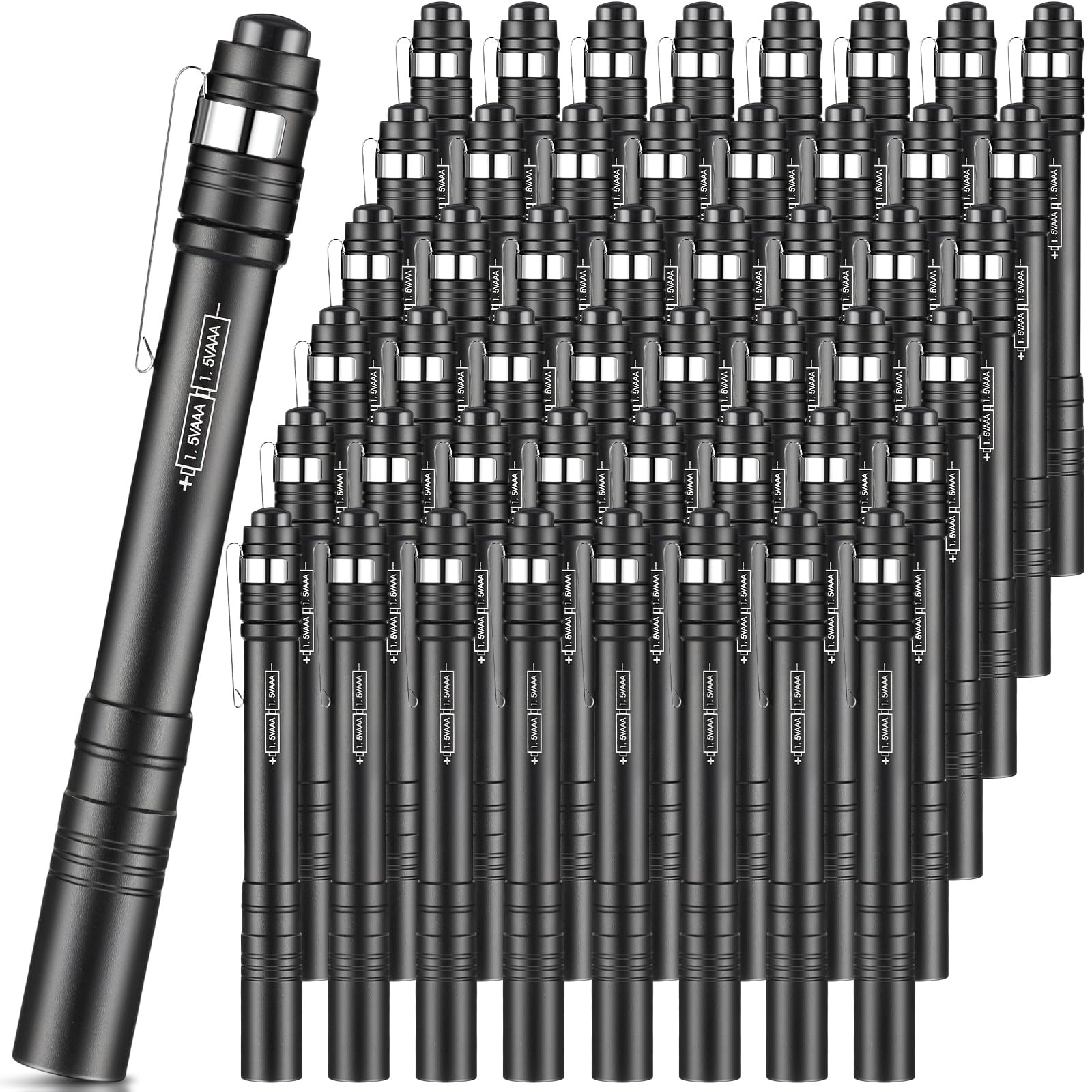 Rossesay 48 Pack Mini Pen Flashlights Bulk LED Pen Lights Aluminum Pocket Flashlights with Clips Small Handheld Torches Gifts fo