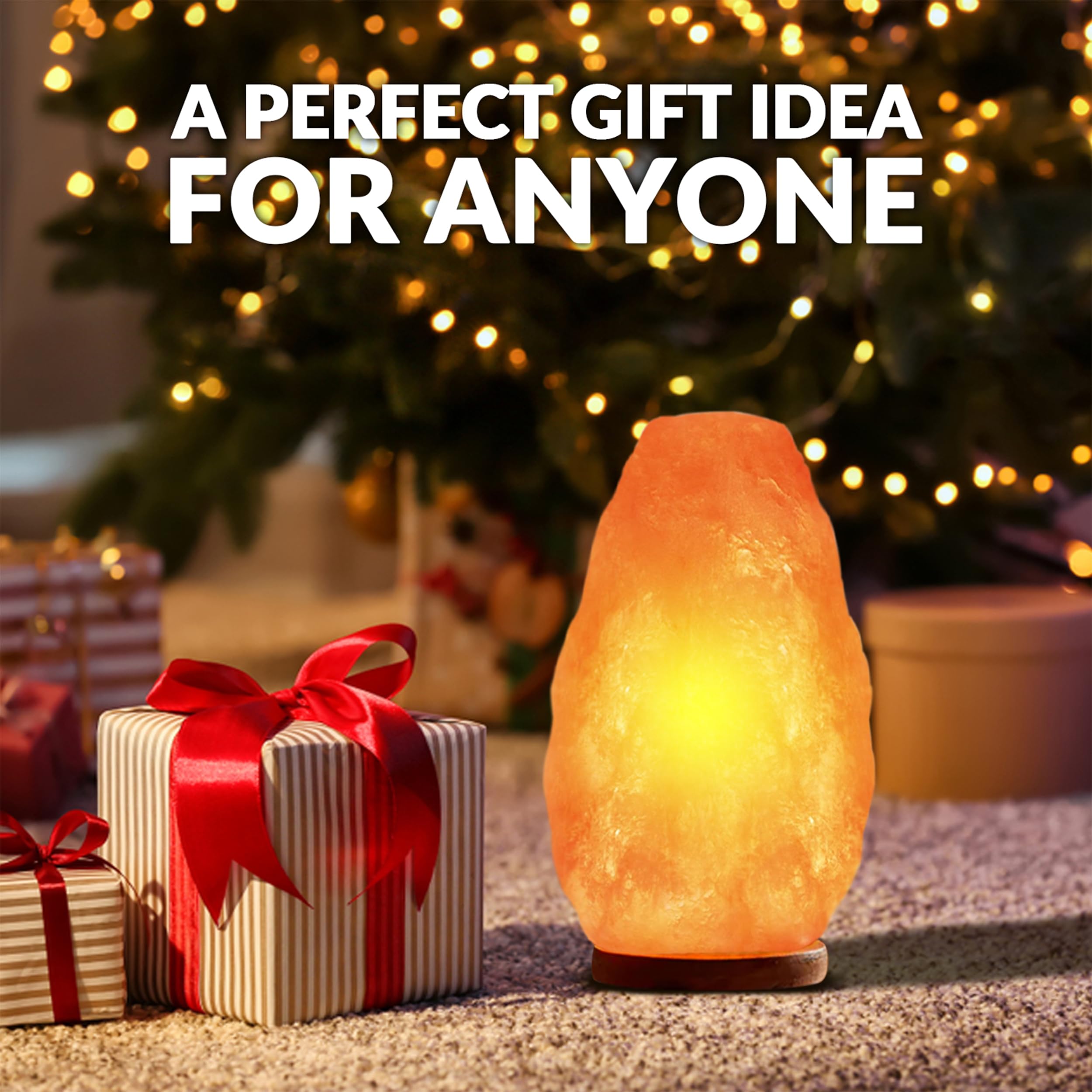 Himalayan Glow Salt Lamp - Dimmer Switch, 5 Lbs, Orange, Model 1001, Wooden Base