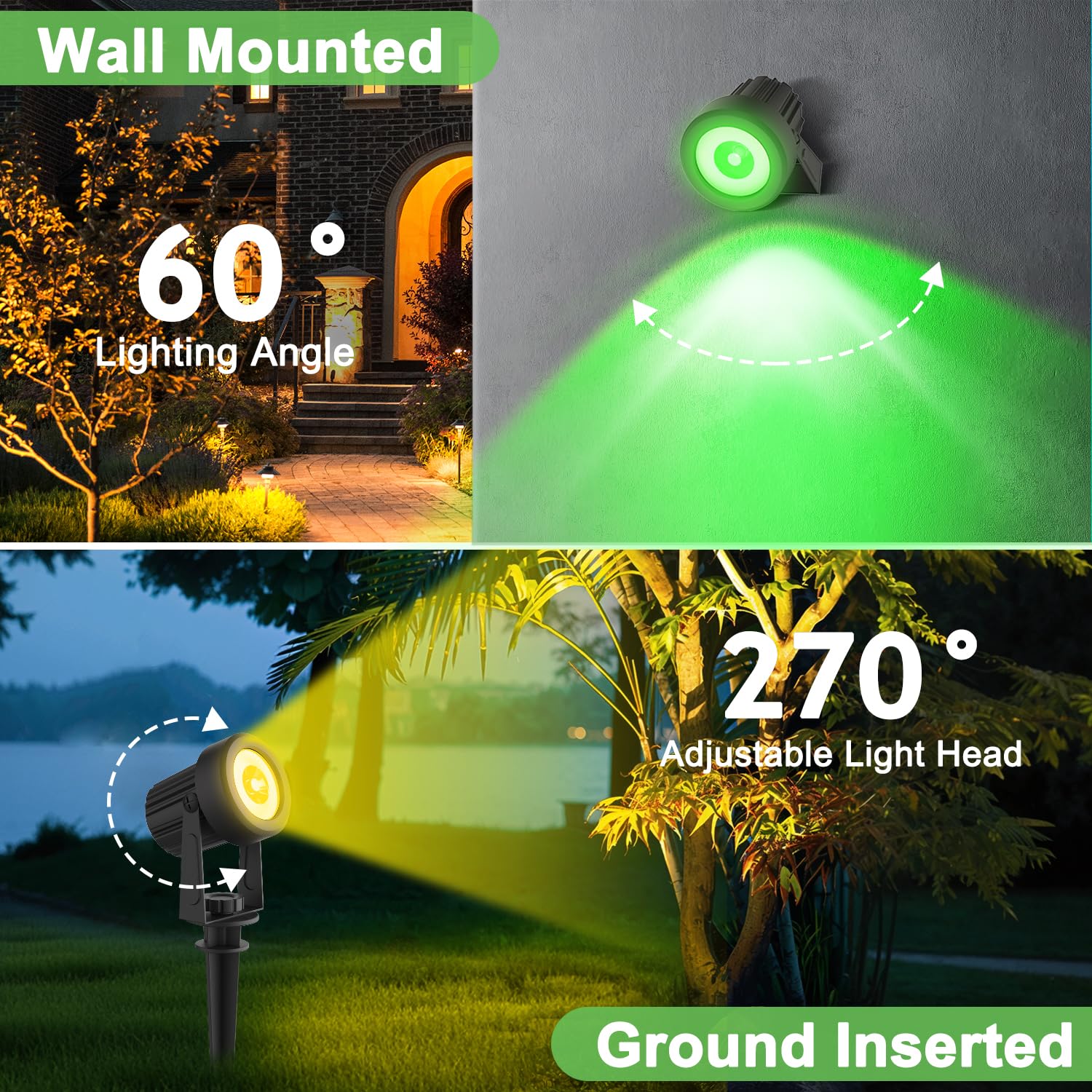 Linqelly Rgb Solar Spotlights Outdoor 4 Pack Color Changing Landscape Spotlights Ip65 Waterproof Spot Lights Christmas Decorative Lighting For Garden Yard Lawn Path