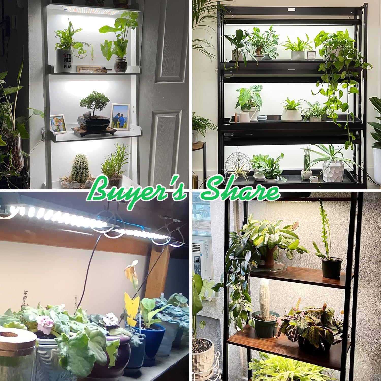 Garpsen Grow Lights for Indoor Plants - 276 LEDs, Full Spectrum, Auto Timer, 3 Color Modes, 5 Dimmable Levels, 24W, Silver, 2 Panels