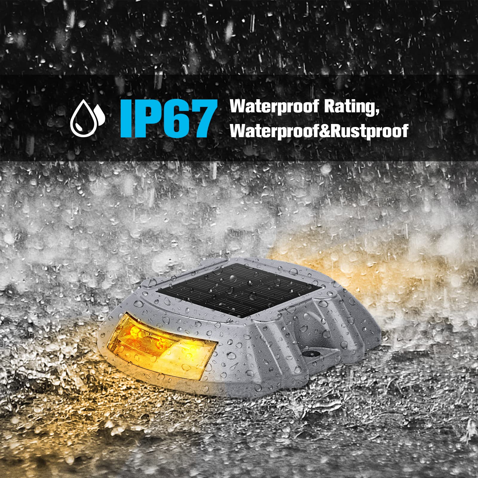 Volisun Solar Deck Lights, 16-Pack Led Ip67 Waterproof Outdoor Warning Step Lights For Driveway, Sidewalk, Garden Pathway, Yard