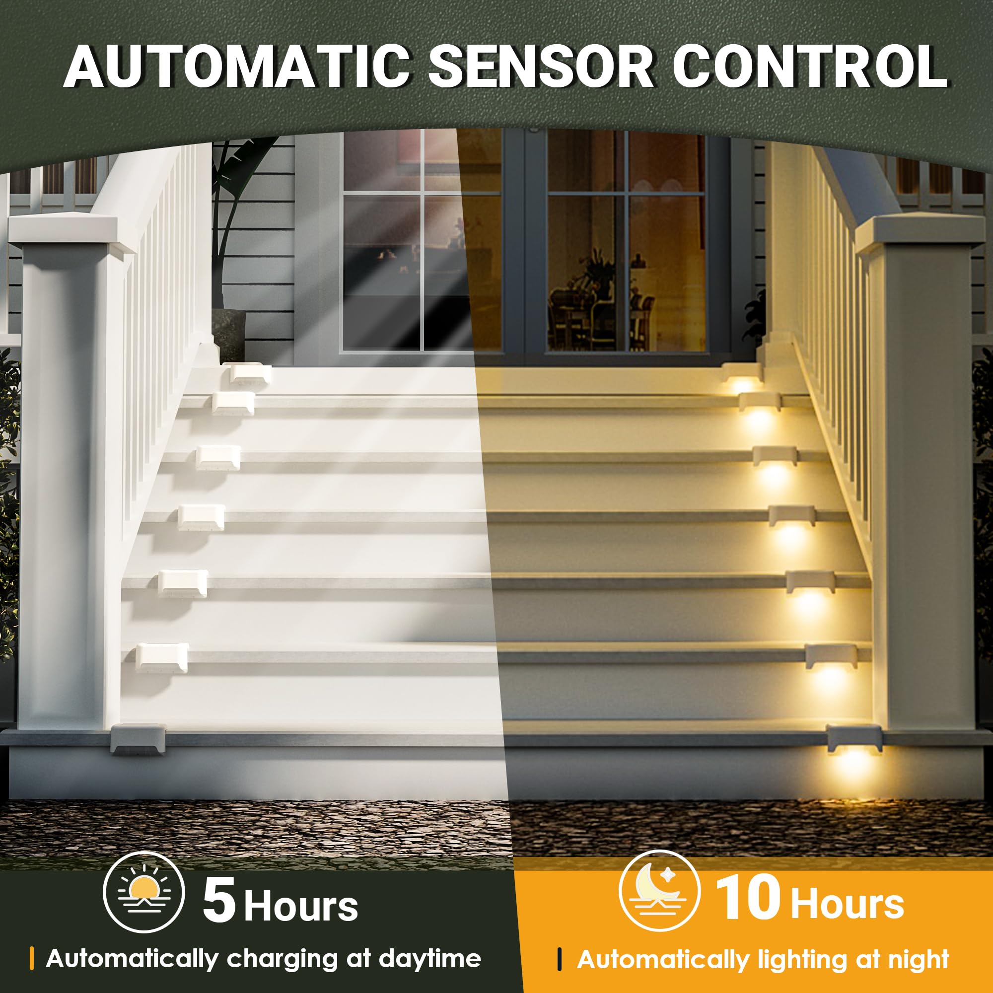 Solar Deck Lights Outdoor Waterproof 12Pack, Solar Powered Step Lights For Outside Stairs, Step, Fence, Yard, Patio, And Pathway