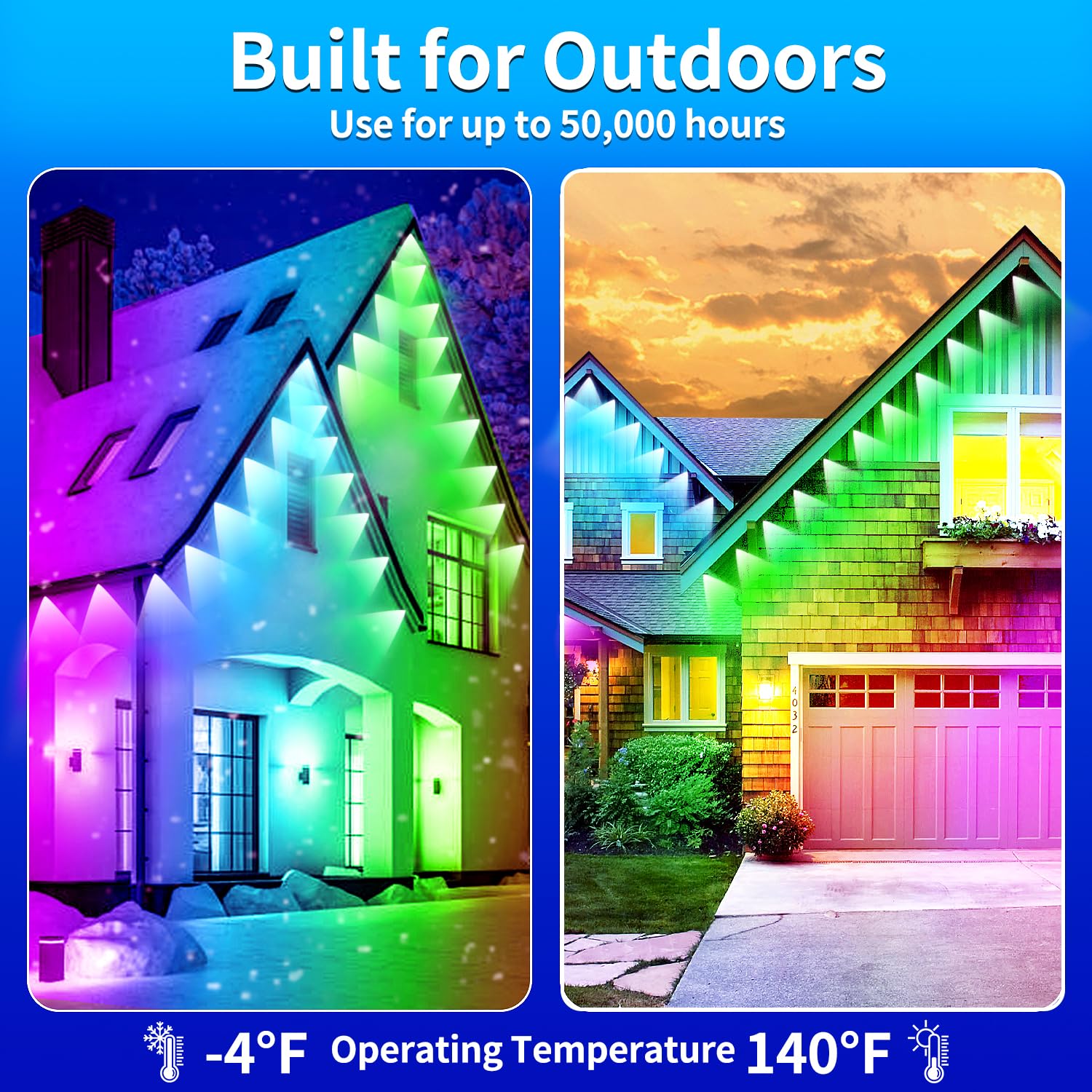 Yocrostar Permanent Outdoor Lights 200Ft Smart Outside Rgb Led Christmas Light  App Control Remote Ip67 Waterproof Eternity Eaves Lighting For Halloween House Patio Decor  Garden Decor  Decorations