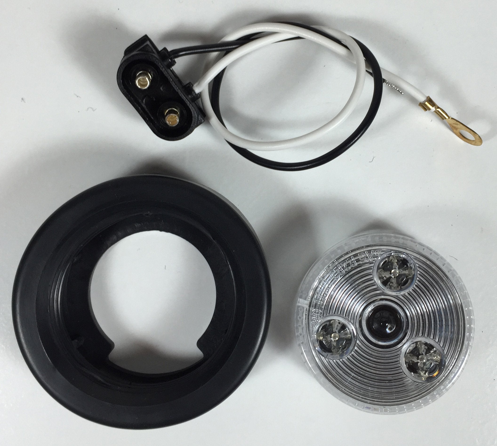 2 PACK OF LONG HAUL CLEAR/CLEAR CLEAR/WHITE LED 2 ROUND REVERSE MARKER LIGHTS TRAILER RV 12V LED LIGHTS