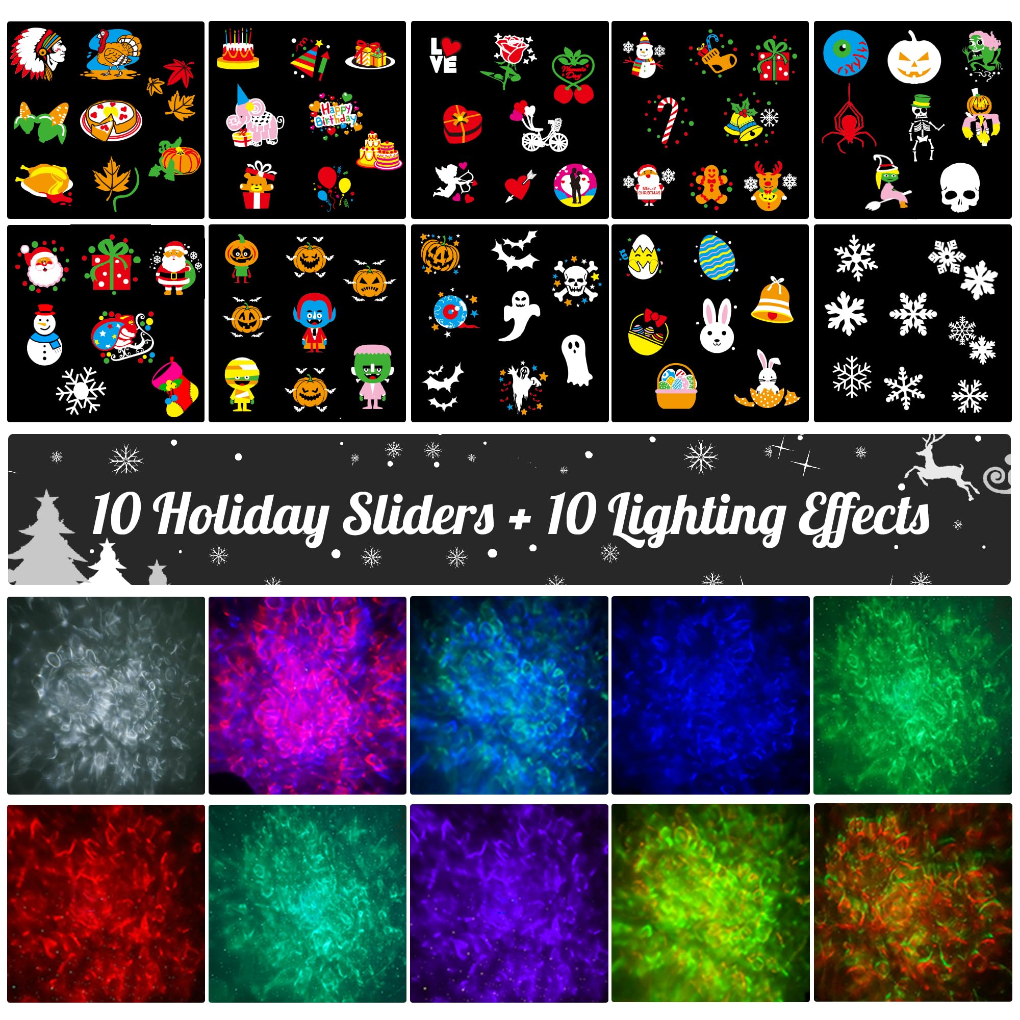 Coolwufan 2024 Christmas Halloween Projector Lights, Remote & 20 Hd Effects For Indoor/Outdoor Decor