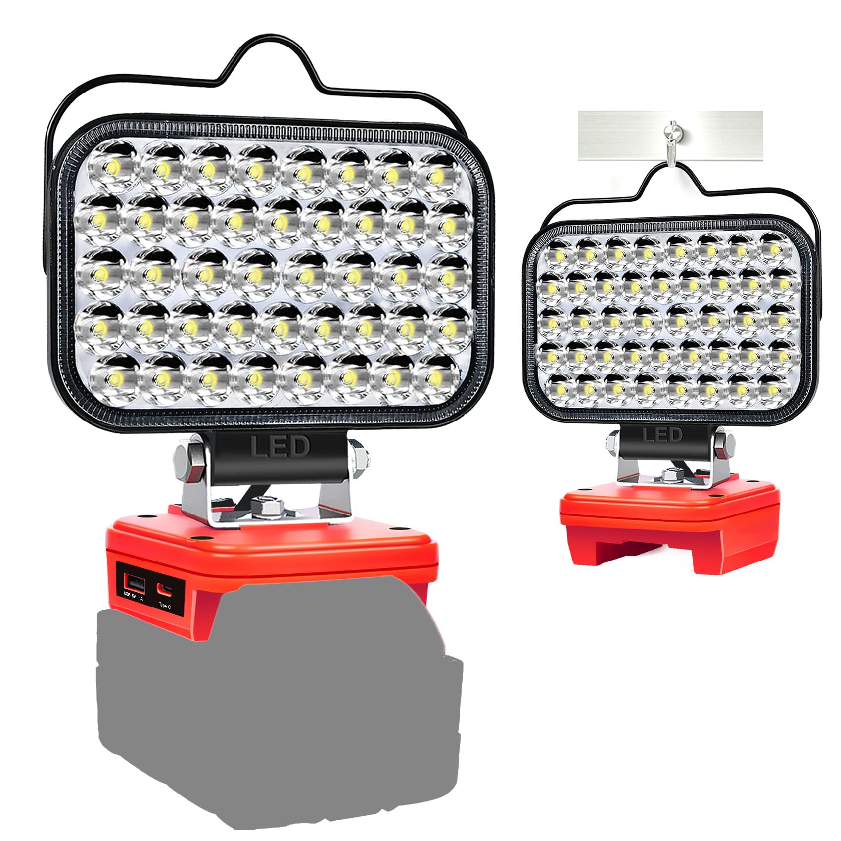 LED Work Light for Milwaukee 18V M18 Battery 108W 5400LM Flashlight,Portable Flood Light, Cordless Battery Light with USB &Type 