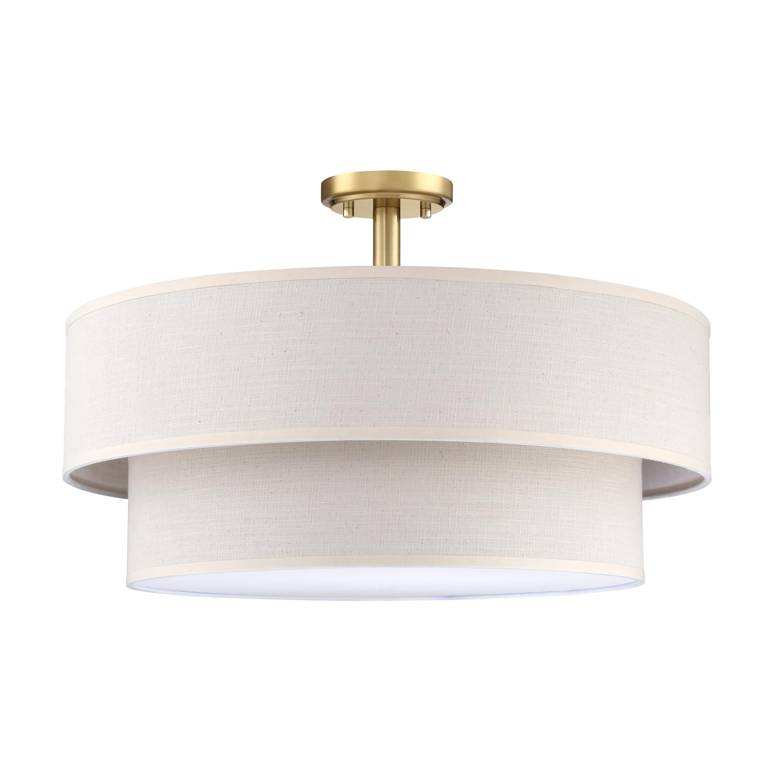 Dolaimi House 4 Light Semi Flush Mount,Close To Ceiling Light Fixture,Linen Fabric Shade Brushed Bronze Finish 20 Inch Semi Flus