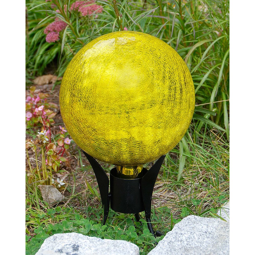 ACHLA DESIGNS Gazing Glass Garden Globe Sphere, 10-in, Lemon Drop, Model G10-Y-C