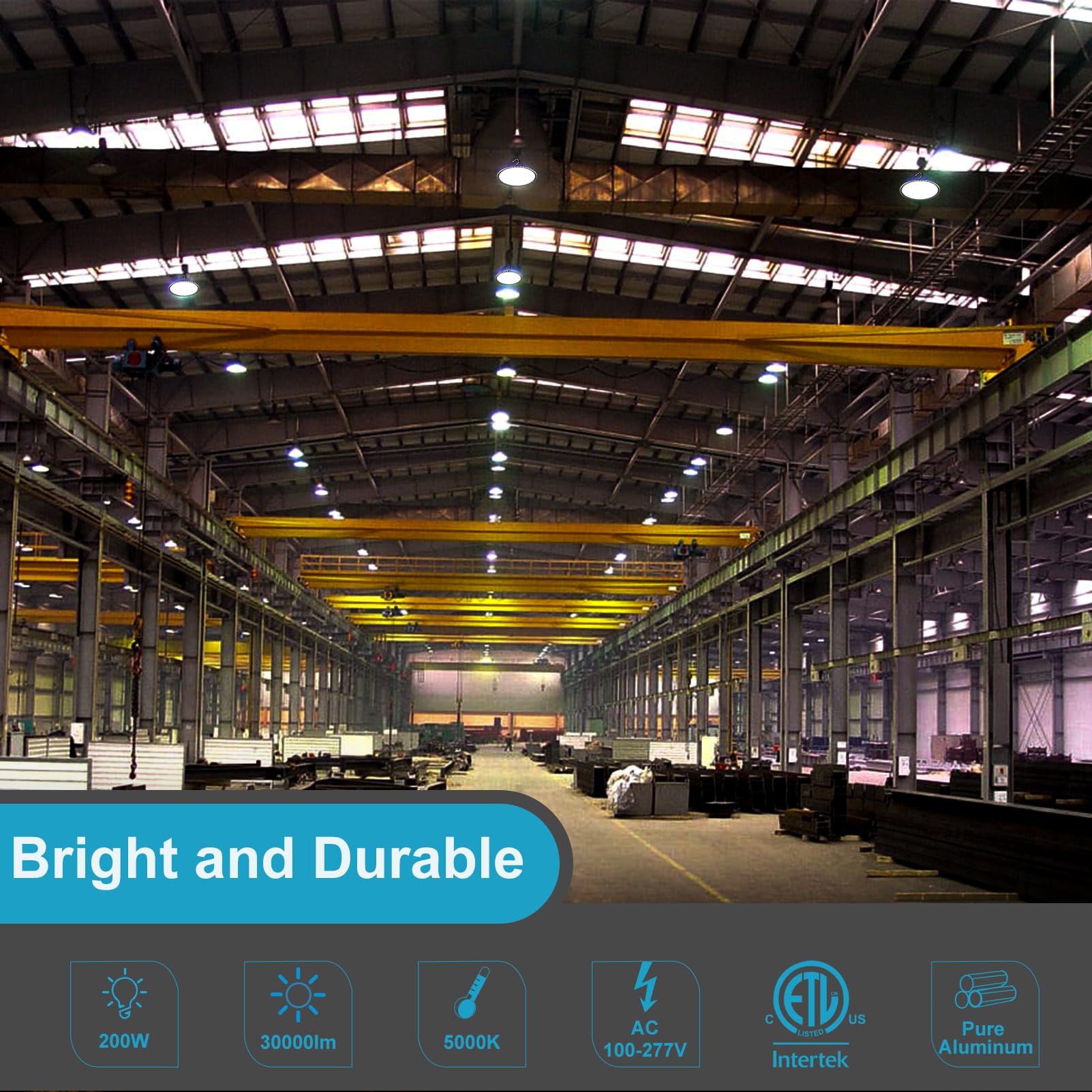 Upgrade 200W High Bay Led Shop Light 30000Lm (Eqv.800W Mh/Hps) Ufo High Bay Lighting, Etl Ufo Lights Ac100-277V High Bay Led Lig