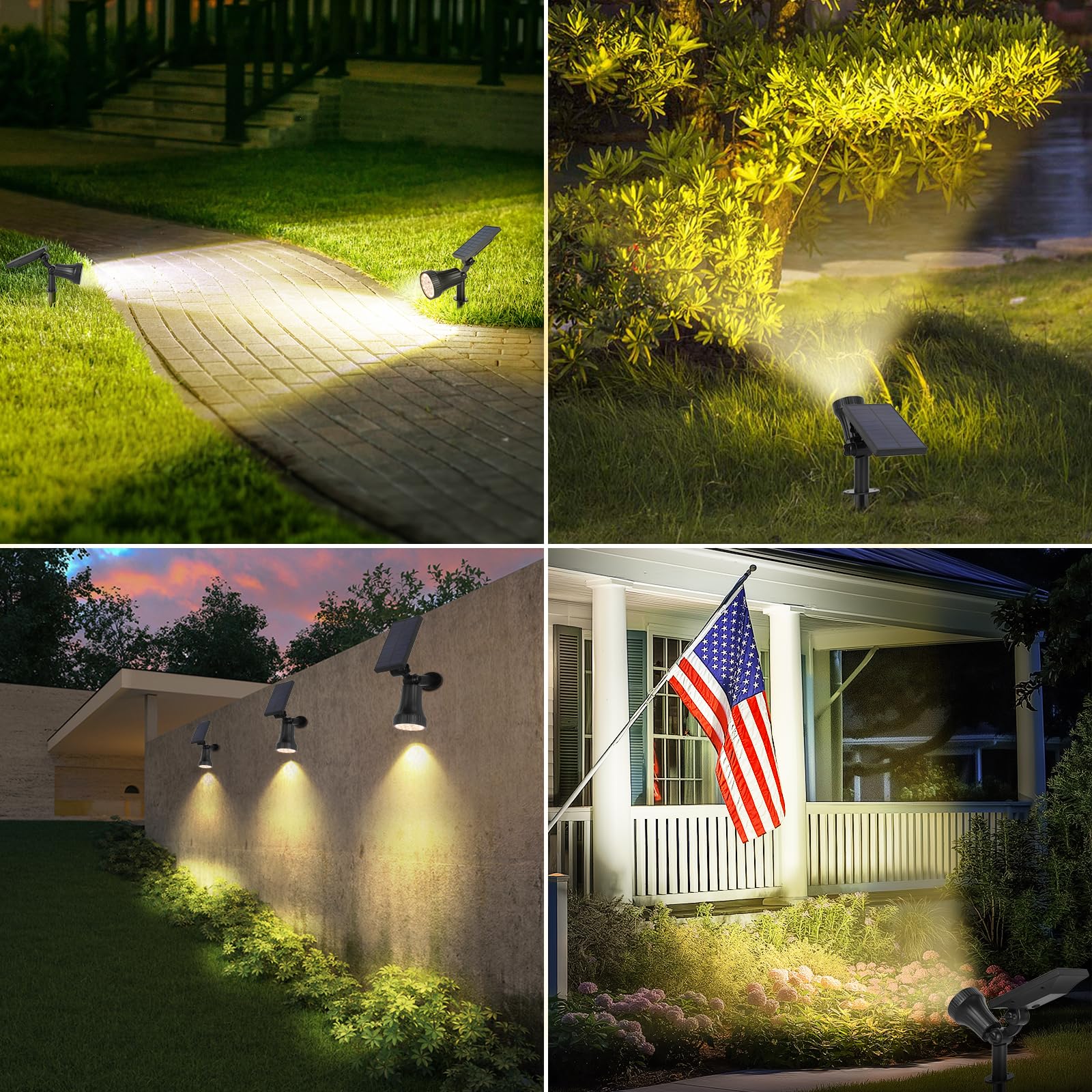 6-Pack Solar Spot Lights For Outside  Solar Powered Lights With 30Leds & 3 Modes  Outdoor Solar Light Waterproof  Dusk To Dawn Solar Landscape Lighting For Yard Garden Tree Flag Sculpture(Warm White)