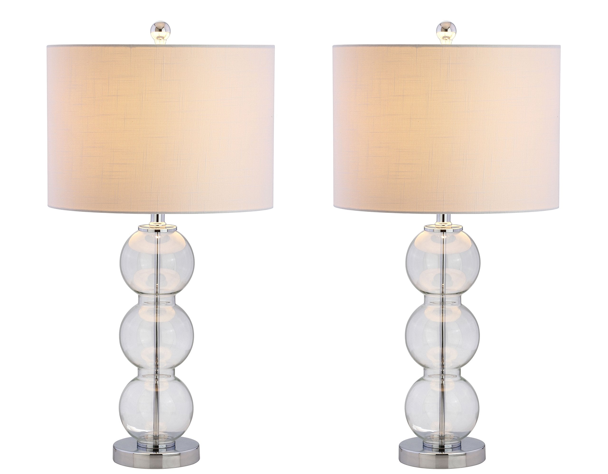 JONATHAN Y JYL1070D-SET2 Set of 2 Table Lamps Bella 27'' Glass Triple-Sphere LED Table Lamp Contemporary Bedside Desk Nightstand