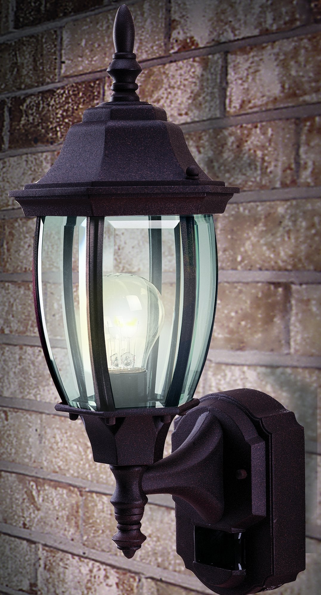Heath Zenith Six-Sided Lantern, Die-Cast Aluminum, Black, Model HZ-4192-BK, Pack of 1, Beveled Glass