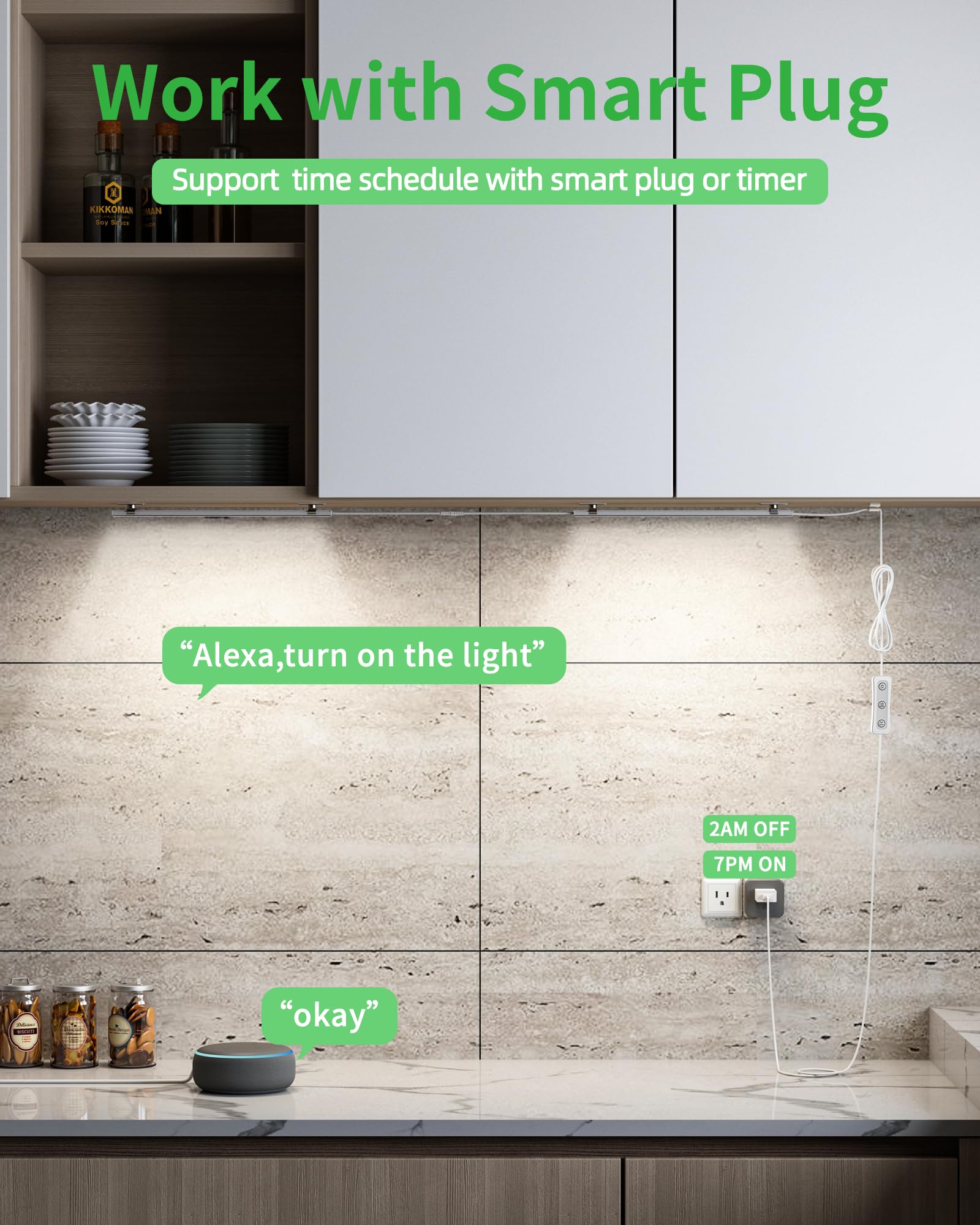 Vovamo Under Cabinet Lighting, Dimmable LED Light Strip, 3pcs 12 Inch, Daylight White 4500K, Model YQ-CGD-2C