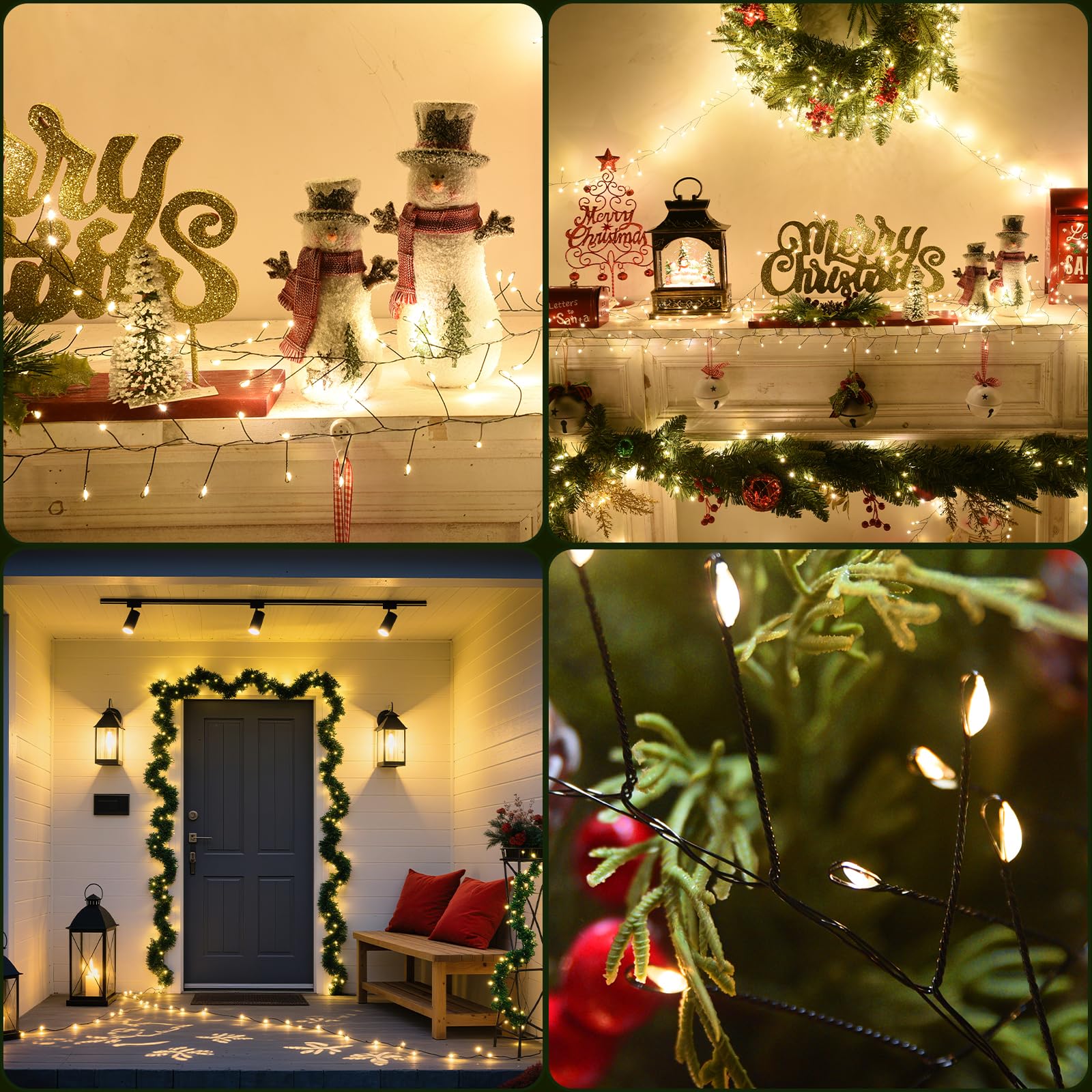 Lycklig Fairy Lights Plug In 130Ft 2000Led Warm Christmas Wreath Twinkle Lights With Timer Remote Waterproof Fire er Firefly Cluster String Light For Bedroom Graland Party Tree Decor Black Wire