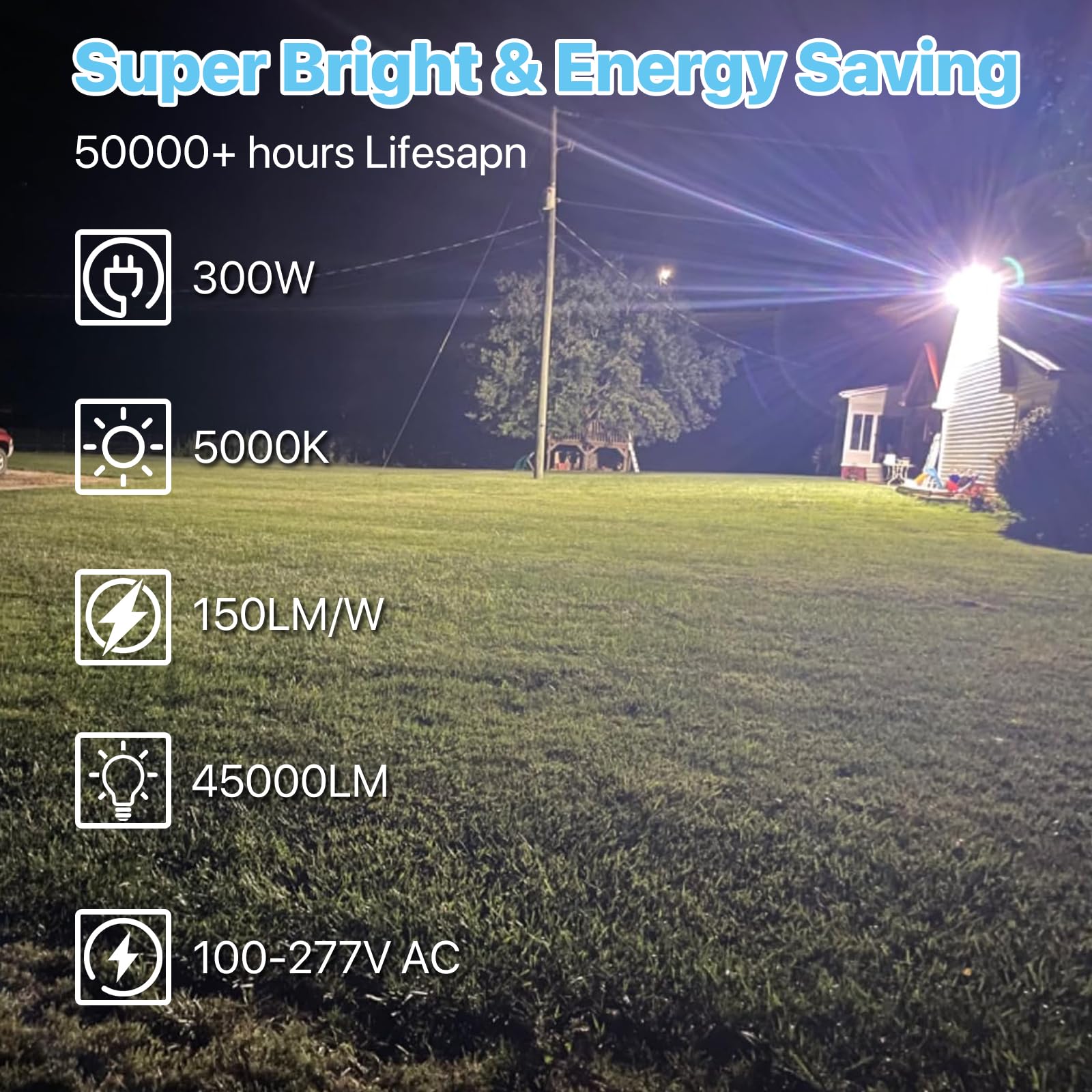 Hyperlite Parking Lot Lights 300W: 45000Lm 5000K Ul Listed Led Parking Lot Lights Outdoor - Arm & Slip Fitter 2 In 1 Wall Mount