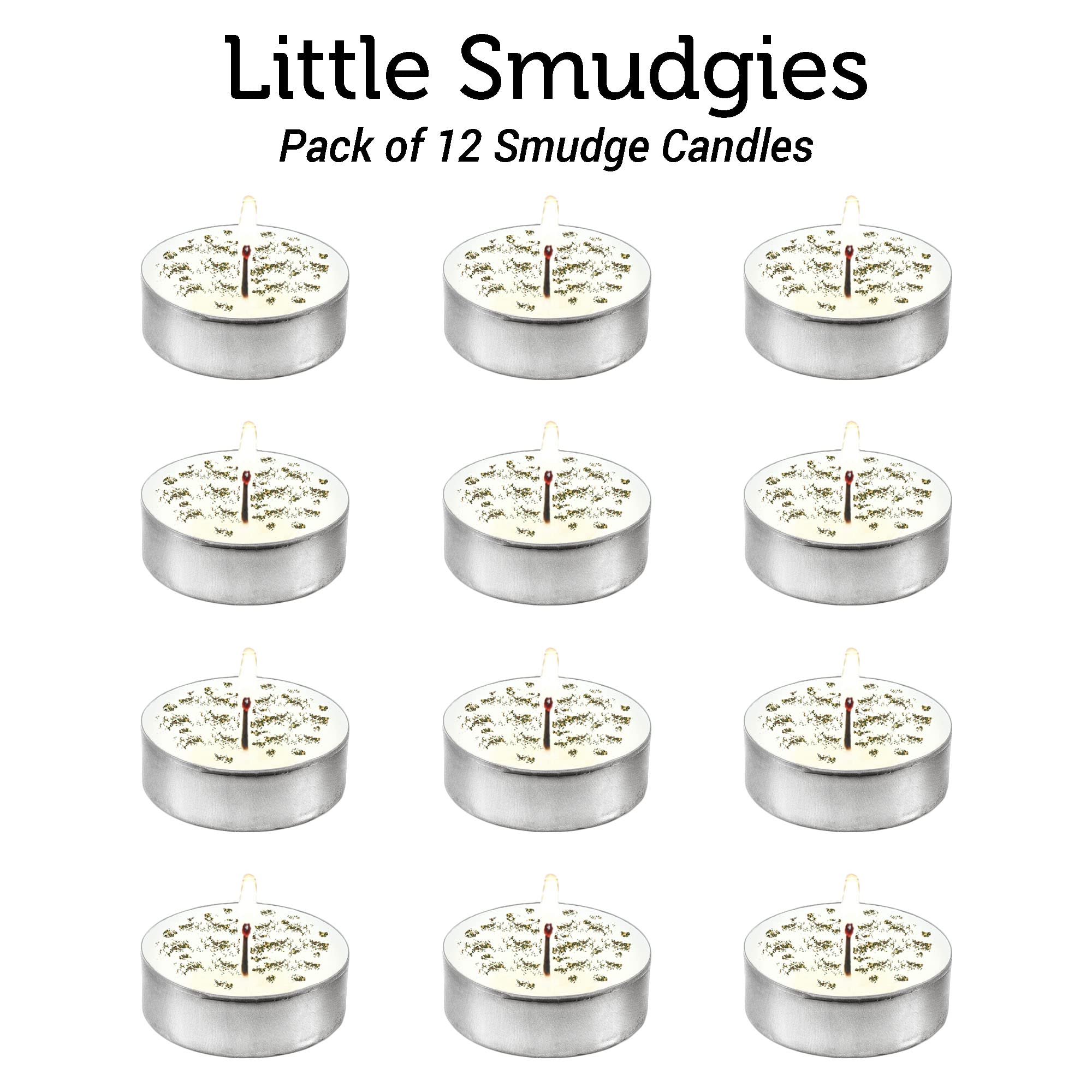 Soul Sticks 12 Pack Little Smudgies Tealight Candles Smudge Candle For Cleansing House, Meditation, Chakra Healing | Made With Crystals And Herbs (White Sage & Peppermint)
