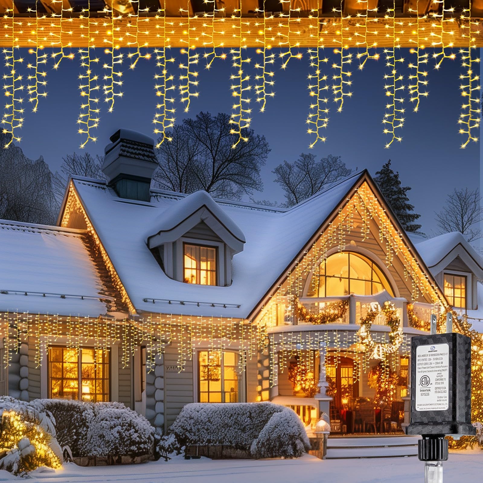 Brightown Cluster Icicle Lights Outdoor, 33FT 1020 LED Icicle Lights with 51 Drop,12 Mode, Icicle String Lights with Timer, Wate