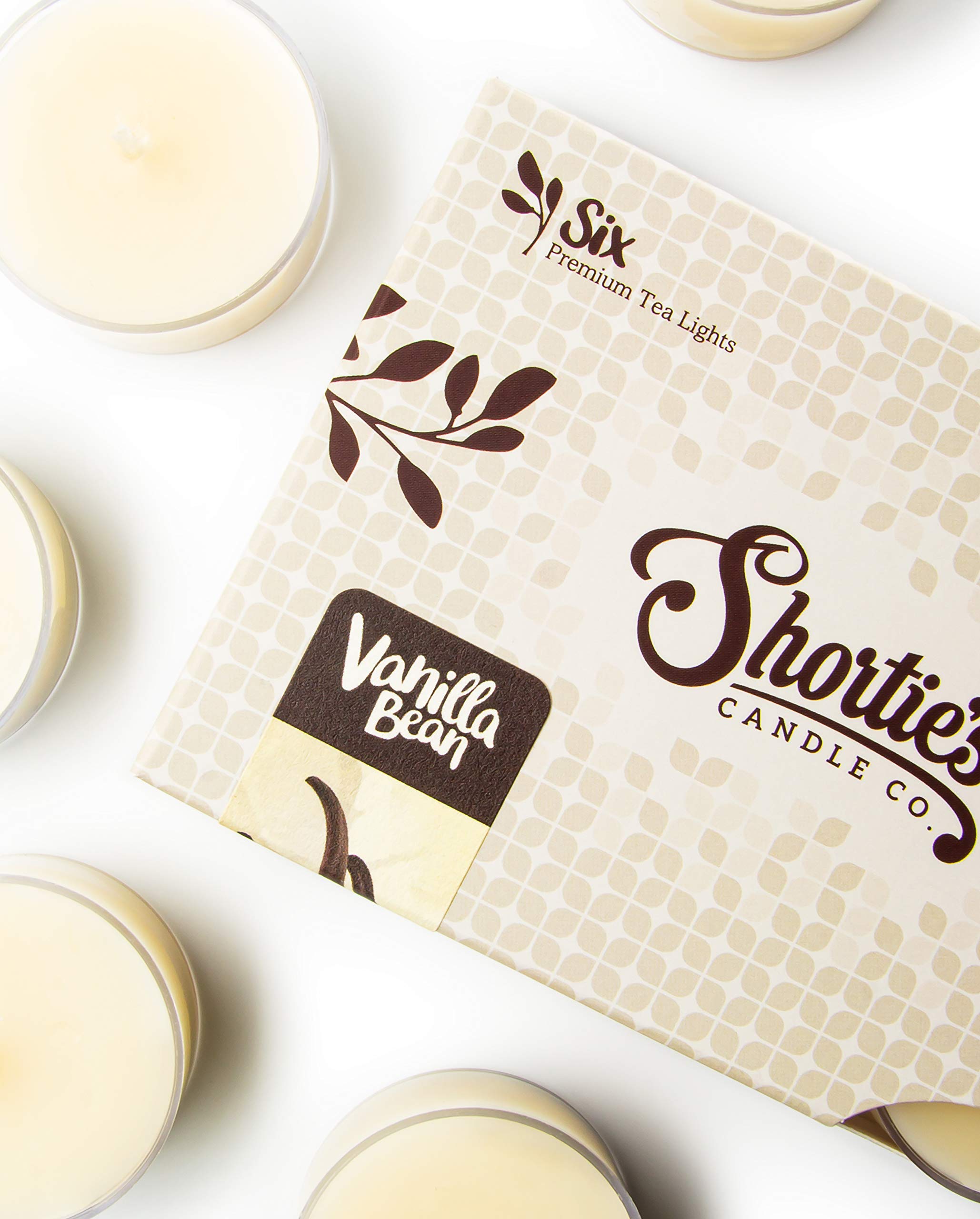 Shortie's Candle Company Vanilla Bean Tealight Candles - 24 Highly Scented Beige Tea Lights - Made in The USA - Model 46128