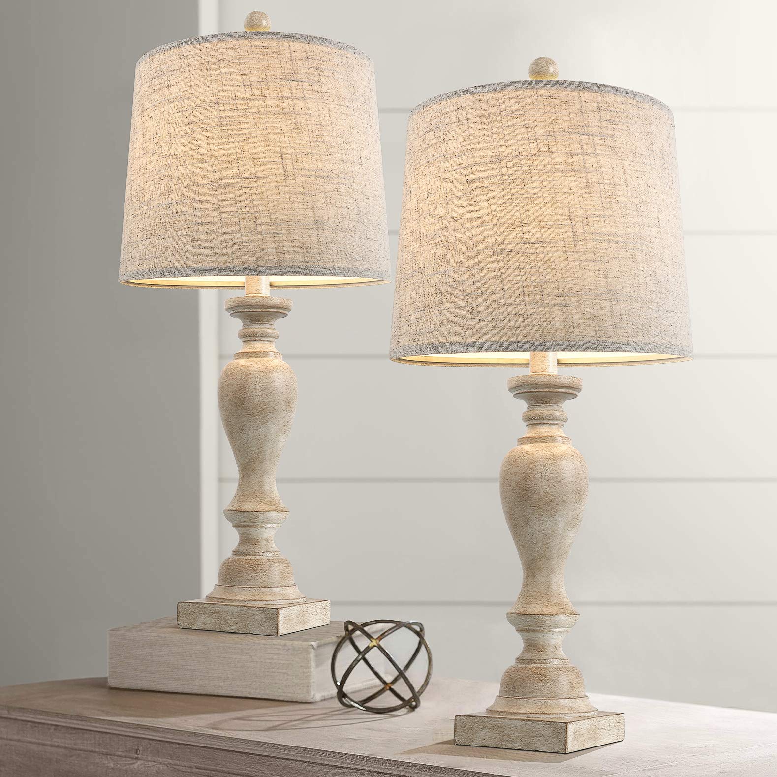 Portres 24.5'' Table Lamp Set Of 2 For Bedroom Table Desk Lamps For Living Room Kids Room Study Room Office Rustic Table Lamps R