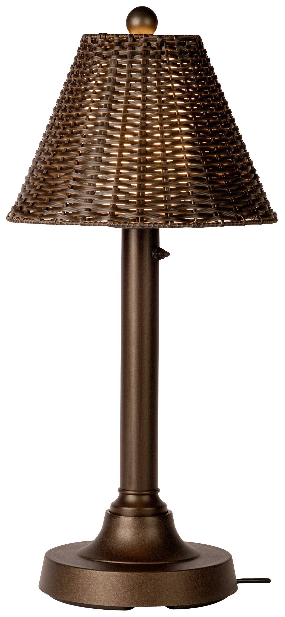 Patio Living Concepts 17227 Tahiti Ii 30 In. Bronze Outdoor Table Walnut Wicker Shade Lamp, Inch