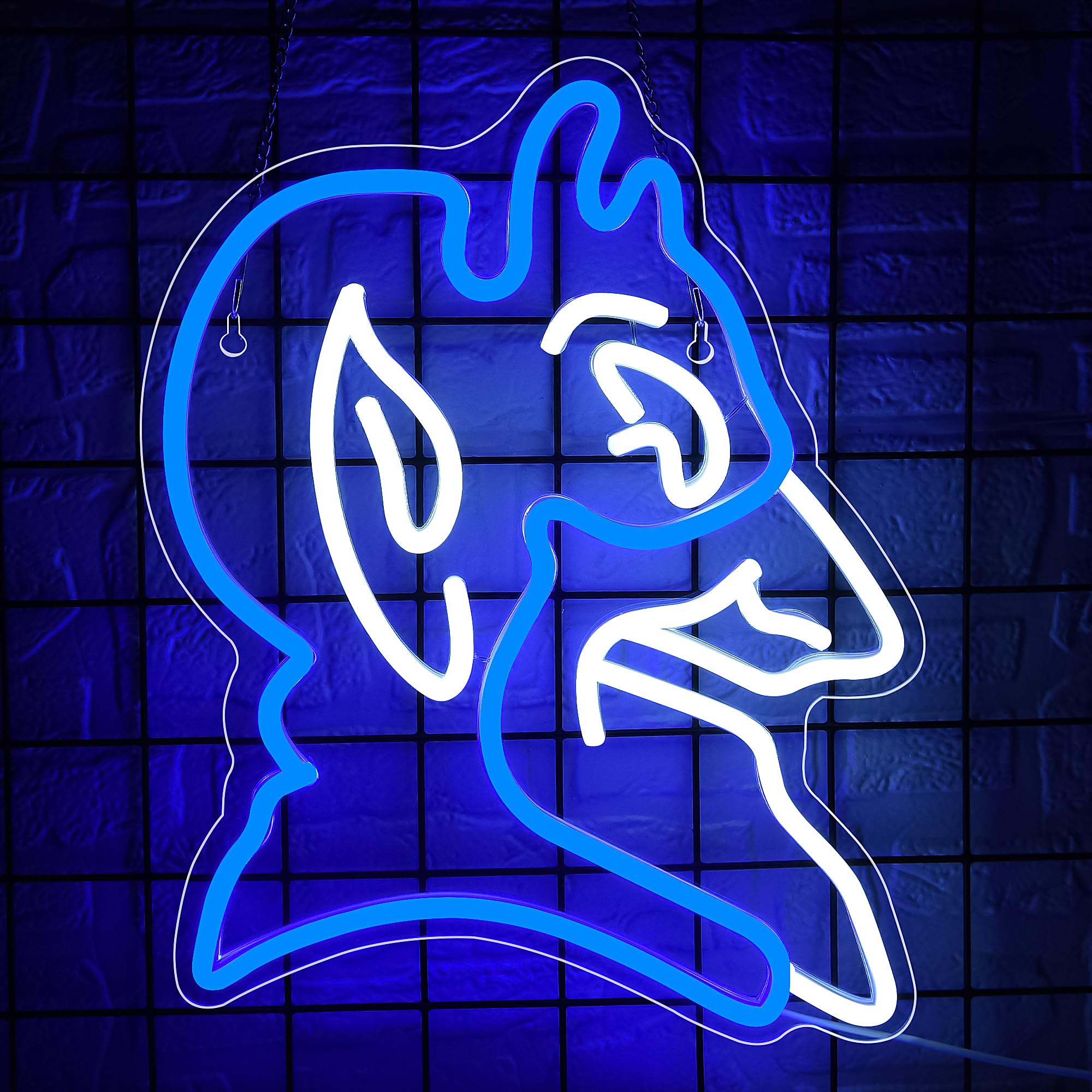 FTMGGDG University Basketball Neon Sign LED Wall Decor, 13.8x10.9 inches, Acrylic, D-Blue & White, Model FMXD1002