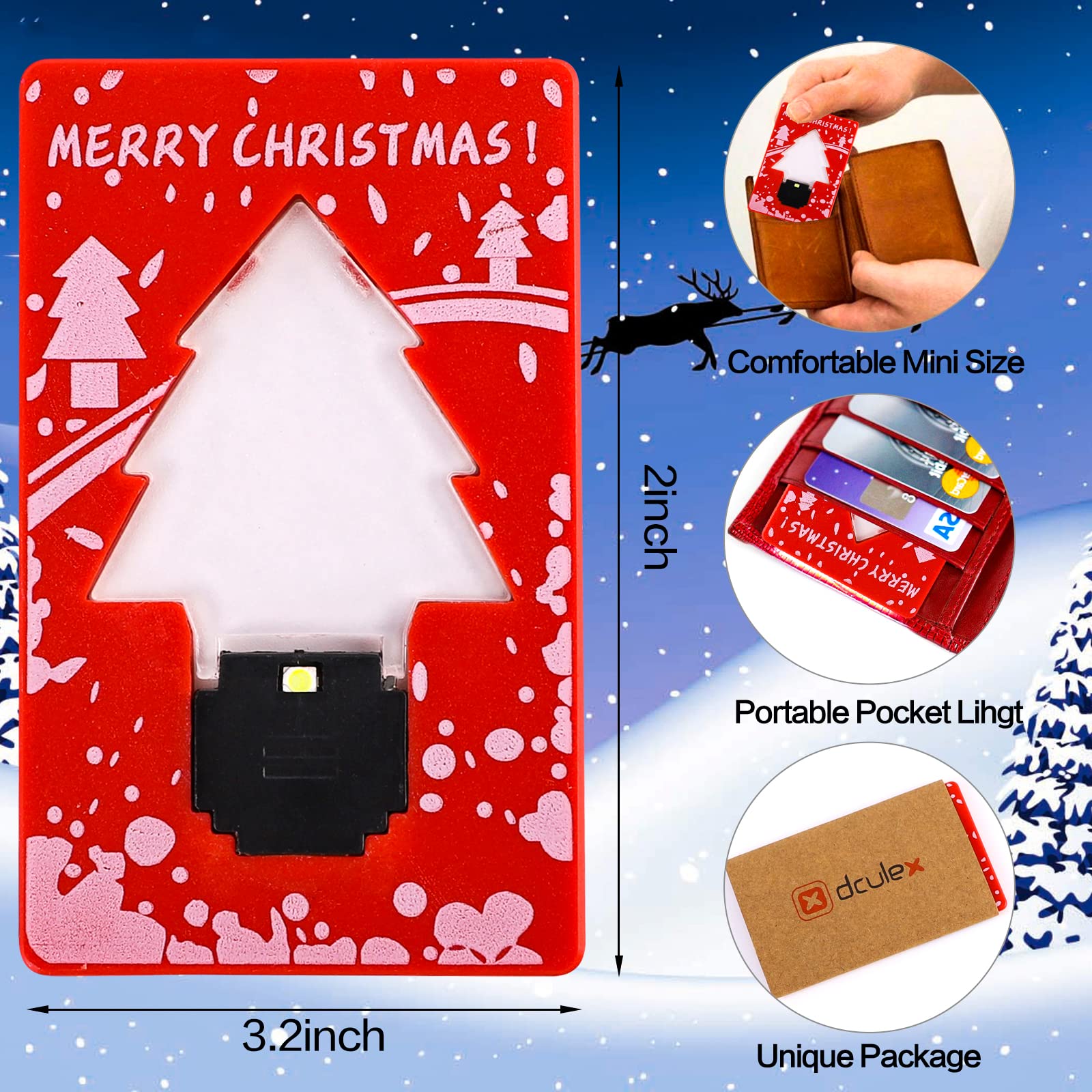 Inovat Foldable LED Pocket Lamp, 10 PCS Mini Credit Card Light, Portable Wallet Light Bulb, Christmas White