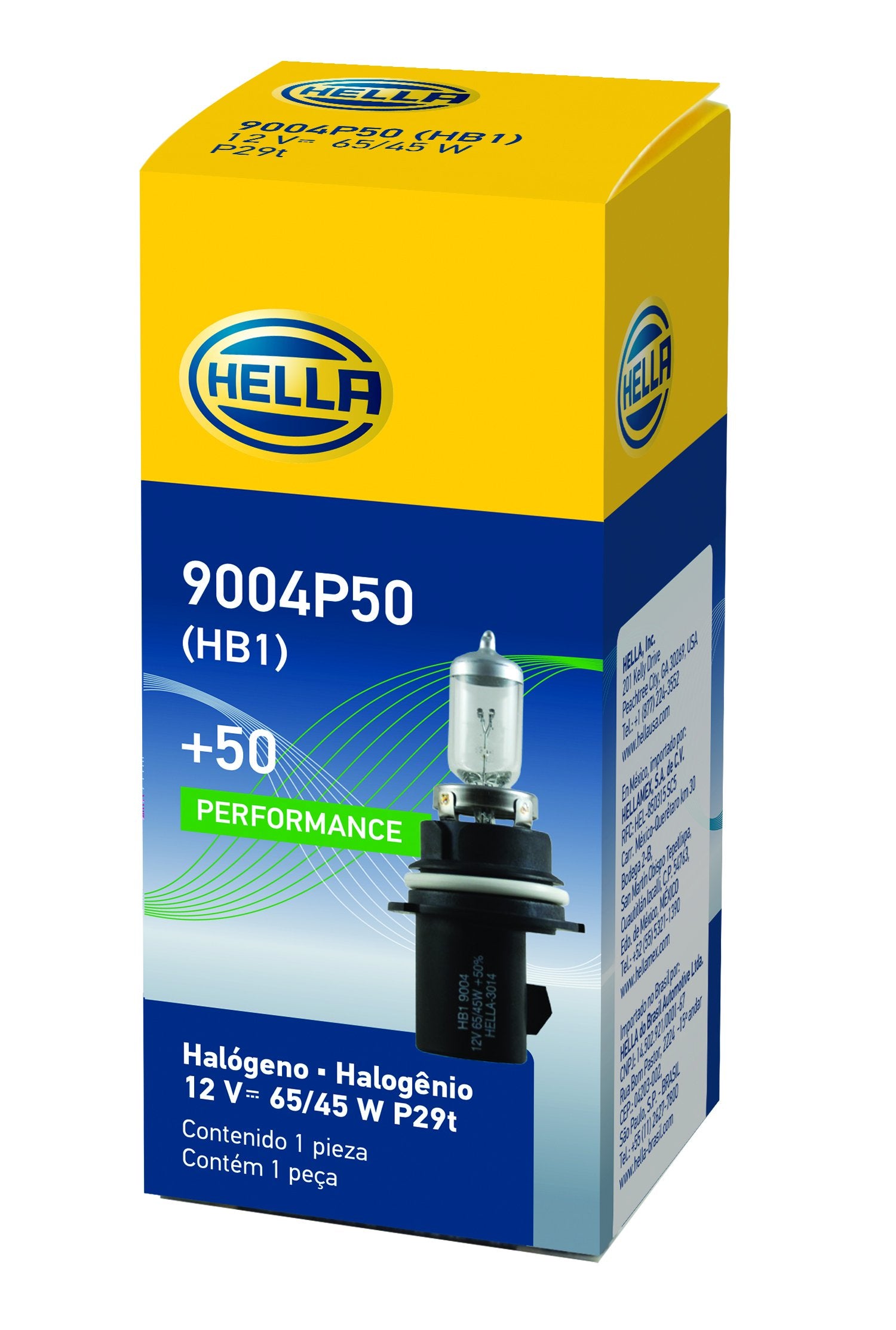 Hella 9004P50 +50% Performance Bulb, 12V, 65/45W, Multi Color