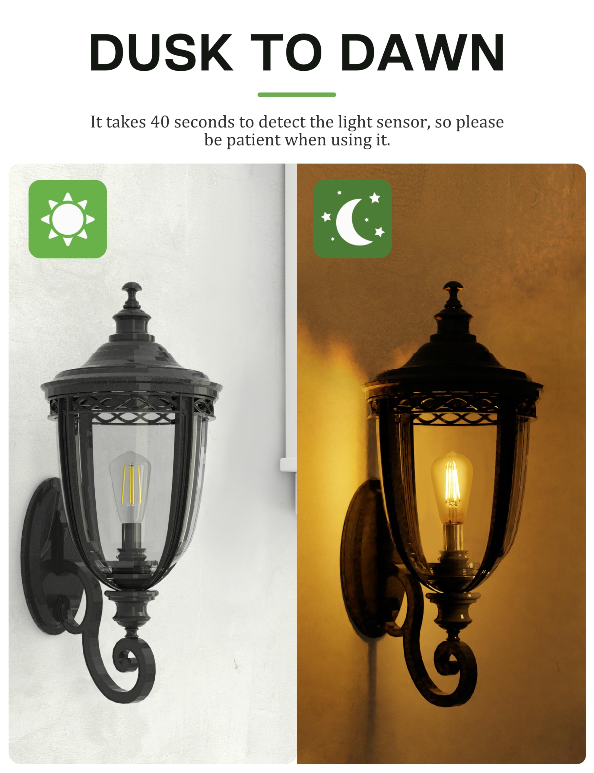 Eastiya Dusk to Dawn LED Edison Bulbs, 60W Equivalent, Soft White 2700K, E26 Base, 600LM, Vintage Style, 4 Pack for Outdoor Use