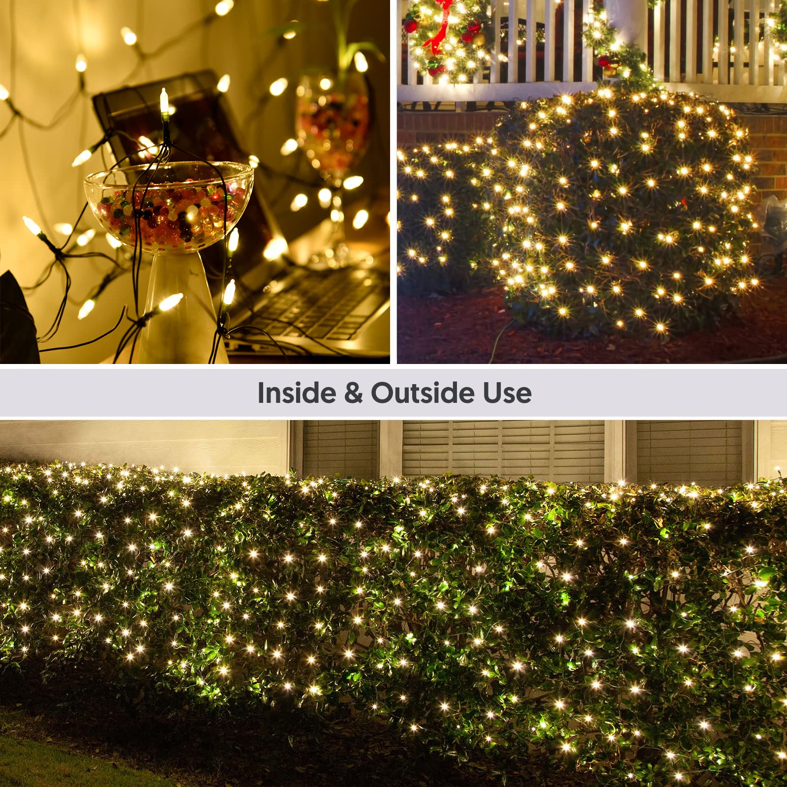 120Led Christmas Net Lights Outdoor 5Ft X 6Ft Connectable, 8 Modes Net Mesh Lights Waterproof Black Wire, 29V Plug In Mesh Net L