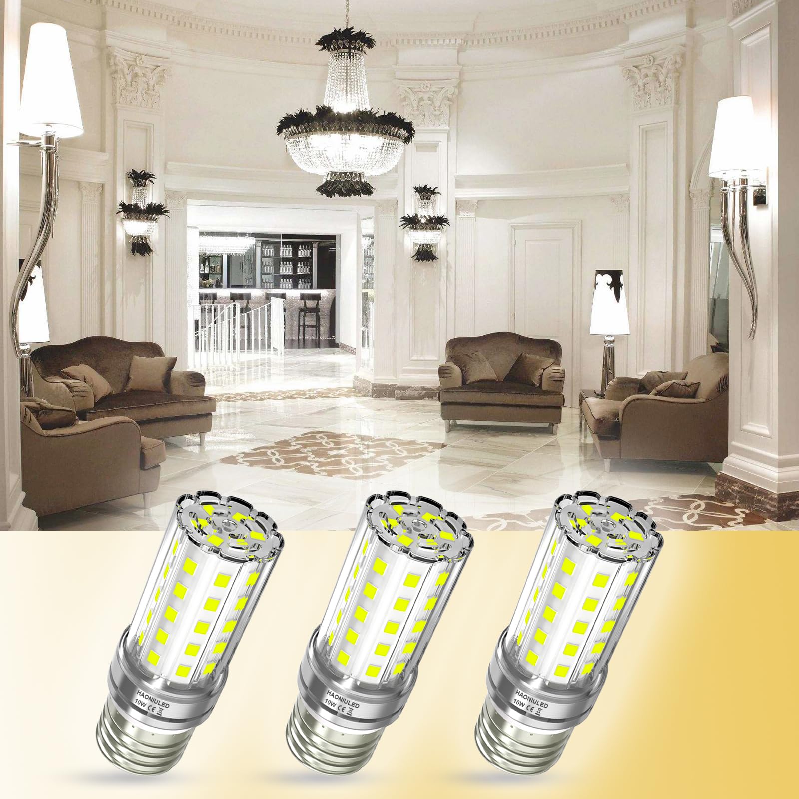 Haoniuled E26 Led Light Bulb 10W 6500K Daylight White 1100 Lumen, Light Bulbs 100 Watt Equivalent Incandescent Bulbs,E26/E27 Bas