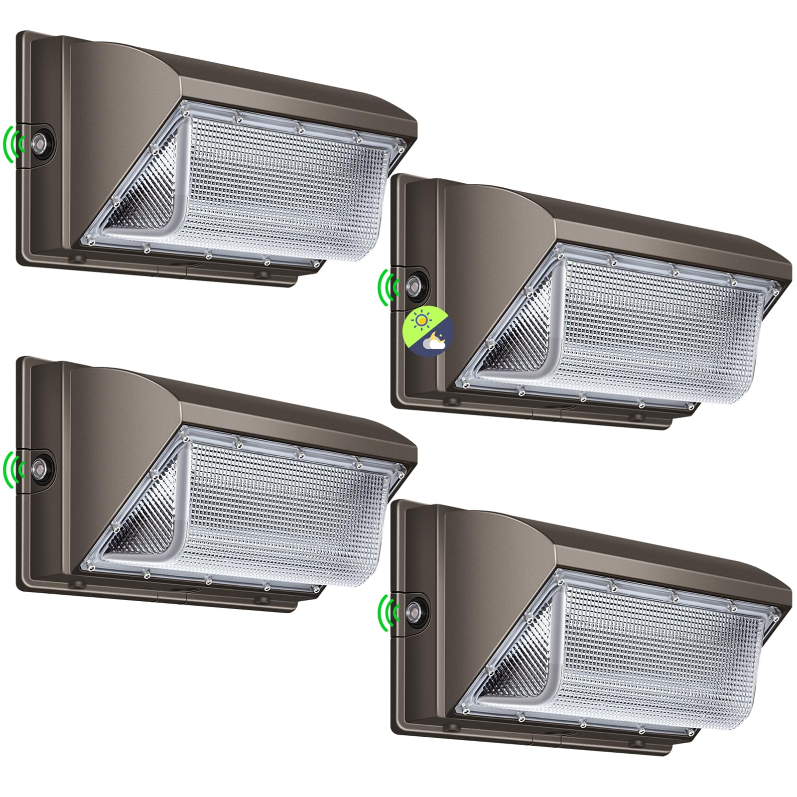 Biritalo Led Wall Pack Light 500W Equivalent 18000Lm Led Flood Security Light Dusk To Dawn Photocell 5000K 120W 100-277V Outdoor Wall Mount Lighting Commericial Ip65 Waterproof For Yard Garage 4 Pack