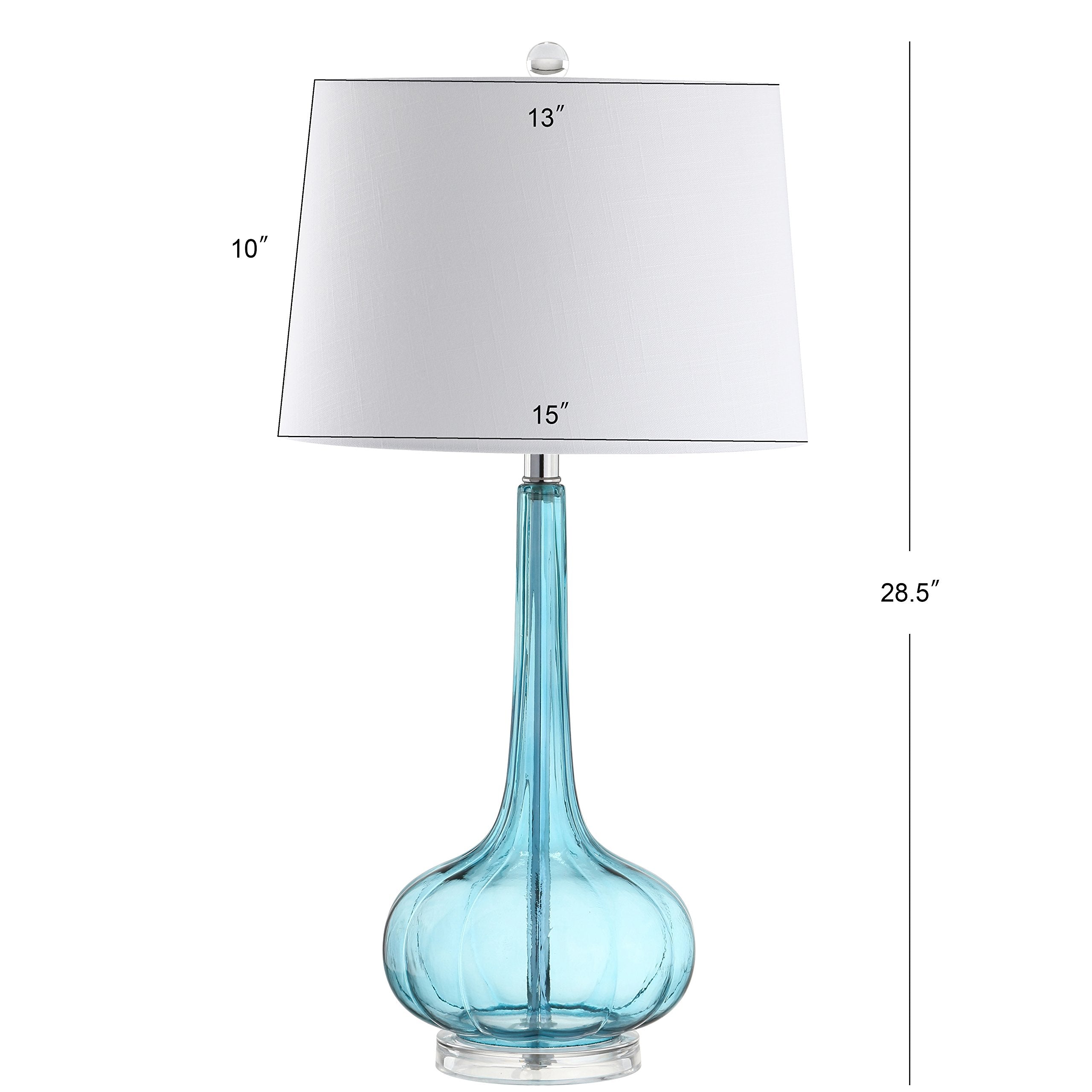 JONATHAN Y Table Lamps Set of 2, 28.5in Glass Teardrop LED, Aqua, Model JYL1079B-SET2, Contemporary Design for Bedroom, Living
