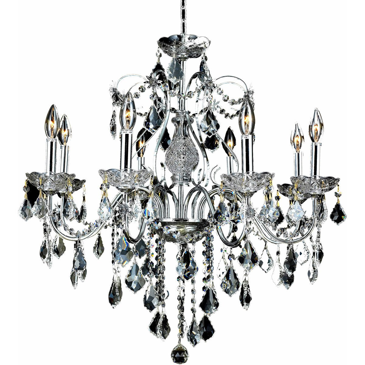 Elegant Lighting 2015D26C/RC 8-Light Chrome Hanging Fixture with Royal Cut Crystals