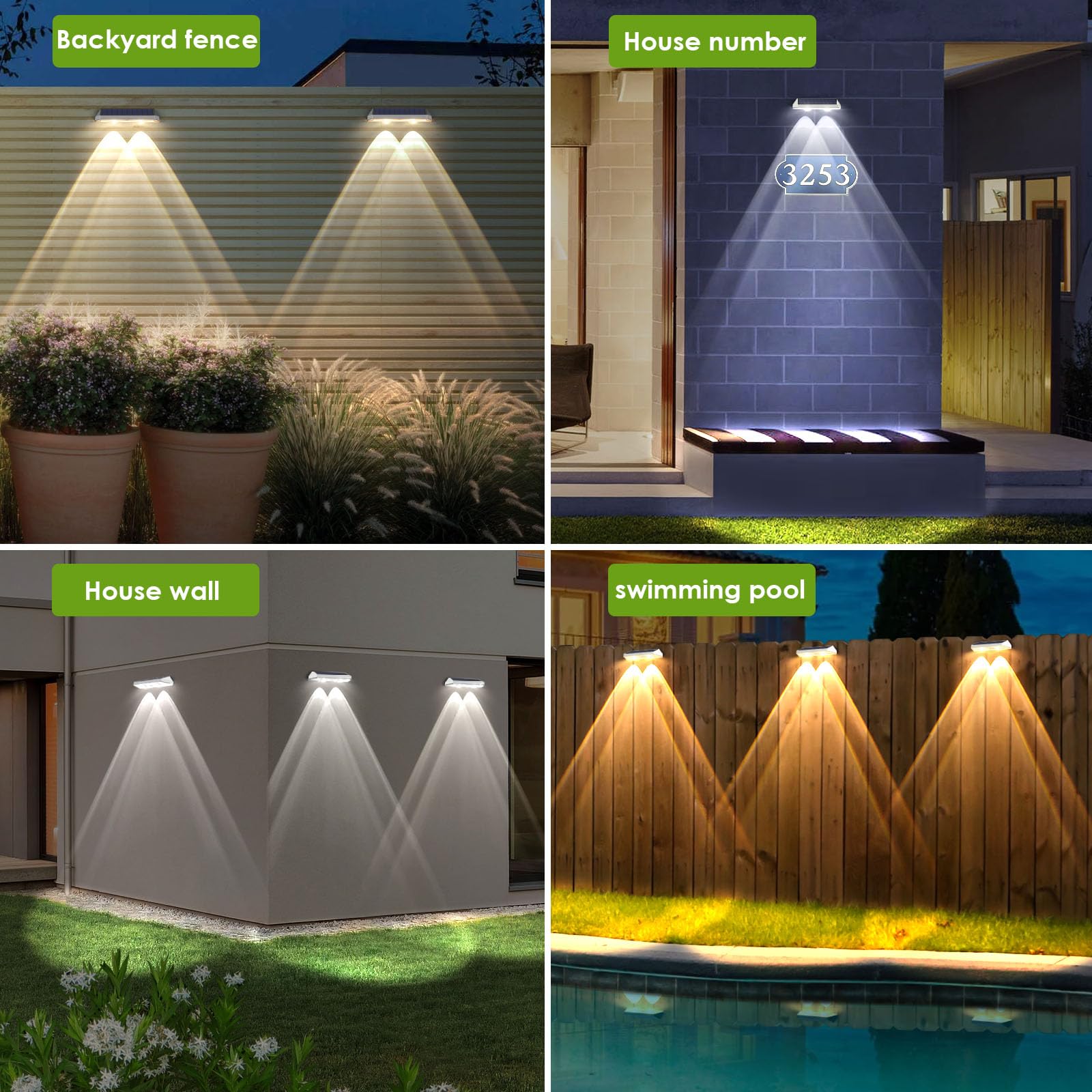 Solar Fence Lights Outdoor - 2700/4000/6000K 3 Modes  Ip65 Waterproof Fence Solar Lights Outdoor  Fence Light Solar Powered For Patio Decor/Railing/Step And Wall - Unique Housewarming Gifts(8 Pack