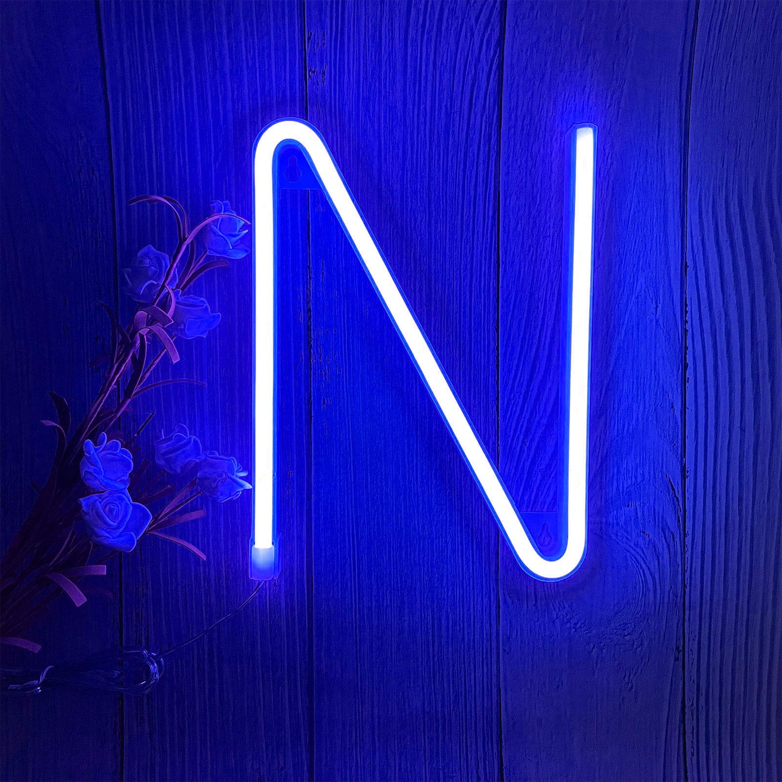 ENUOLI Neon Letters Sign - Blue Marquee Light Up Wall Decor for Parties & Events - Model nNH.N-B