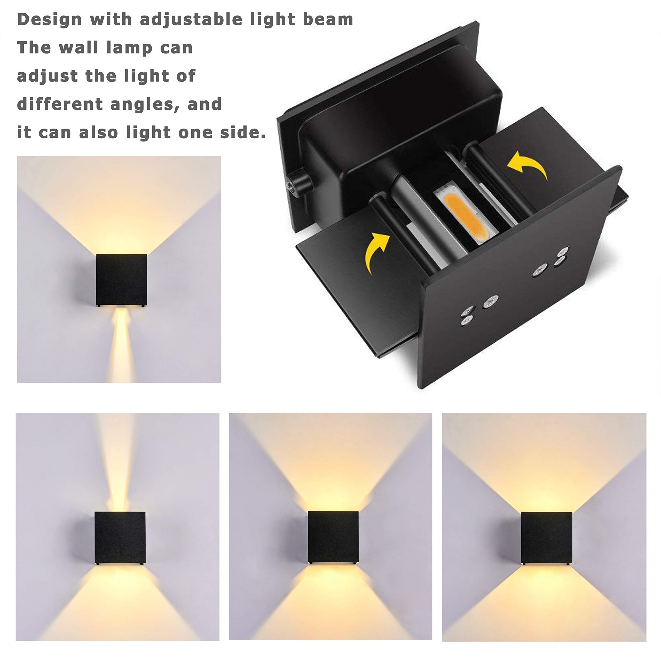 Lanfu 20W Led Aluminum Outdoor Wall Sconce, Waterproof, 2800K Warm Light, Black