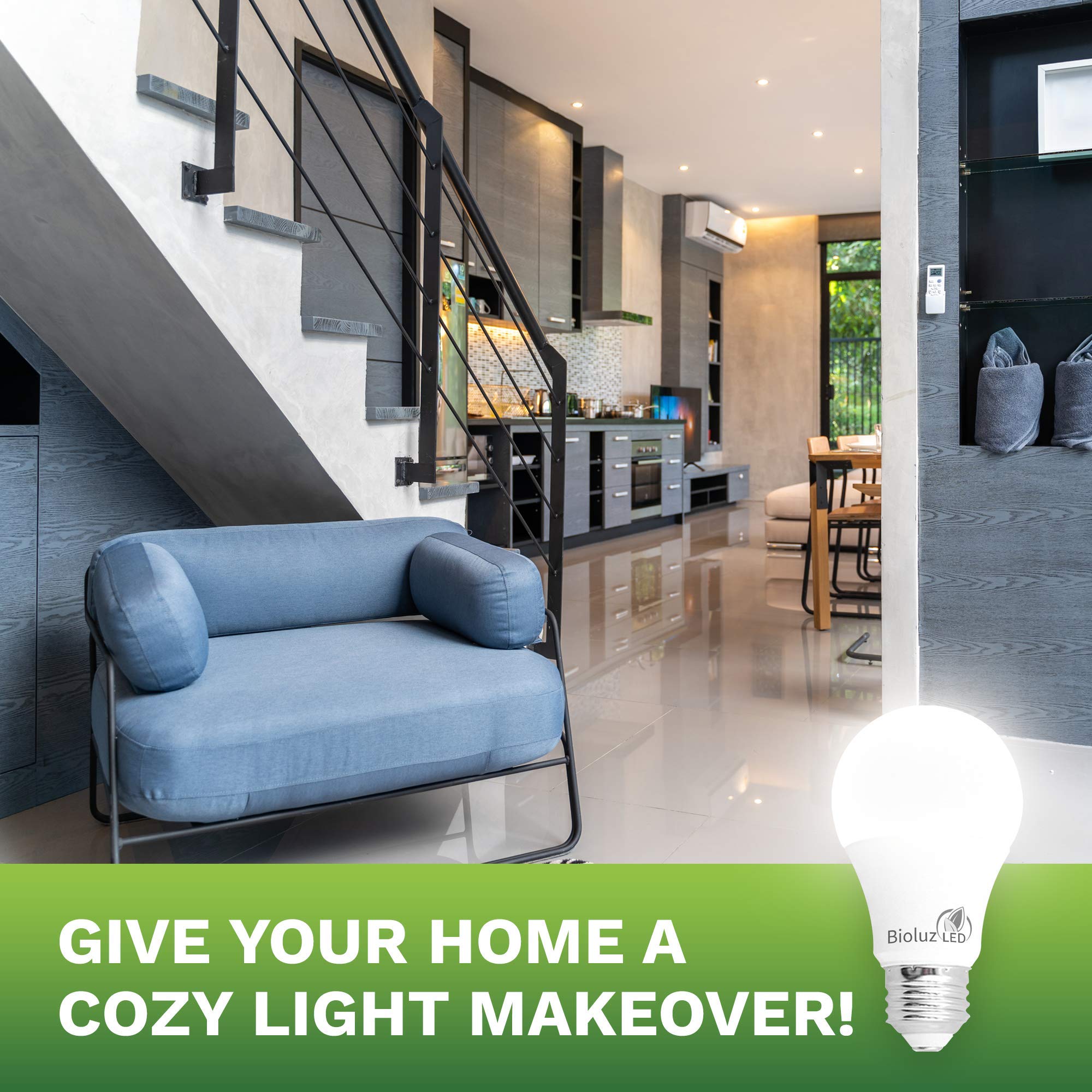 Bioluz LED A19 40W Equivalent Light Bulbs 4000K Cool White 12 Pack, Non-Dimmable, Plastic