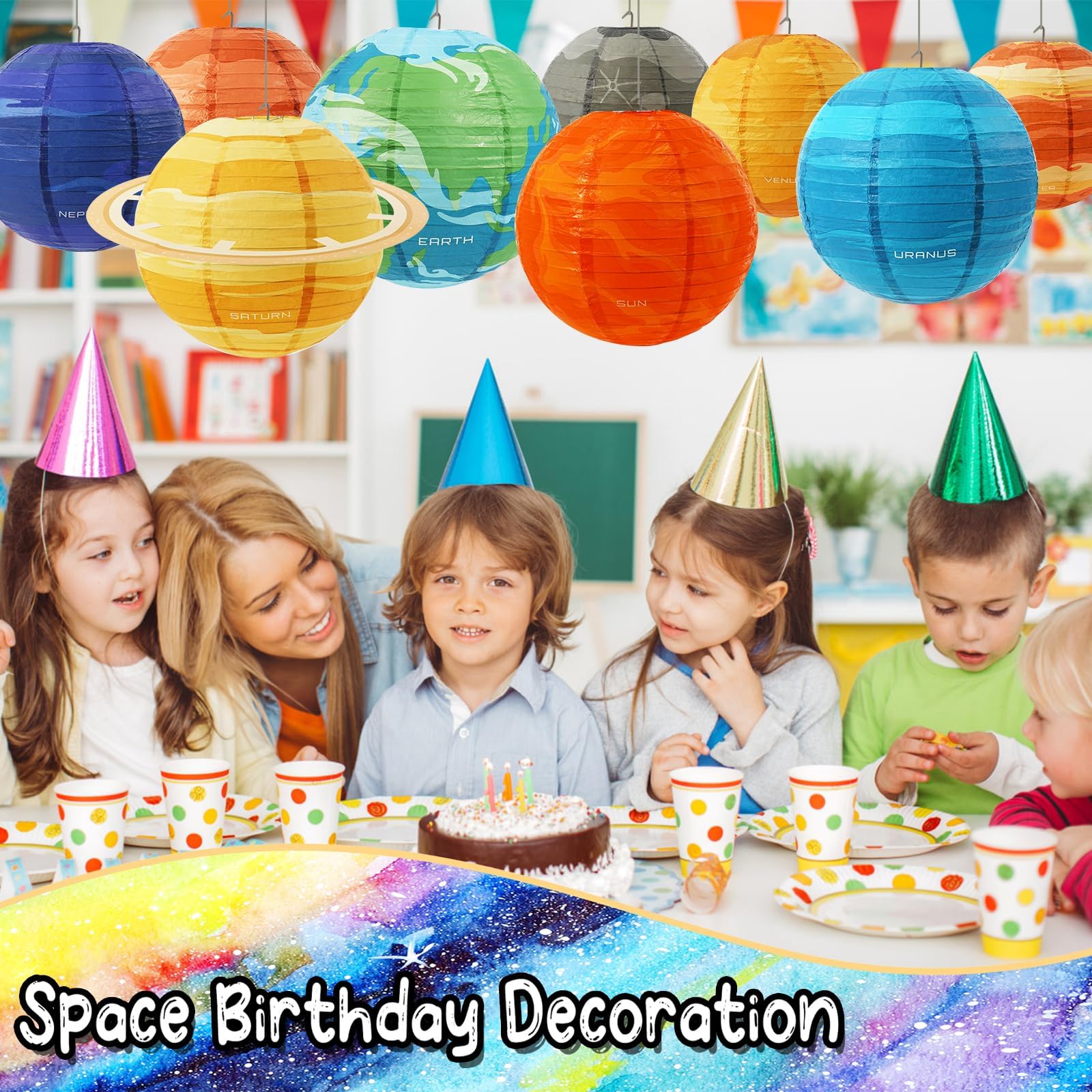 Space Planet Paper Lanterns 12 In Solar System Hanging Decor Out Of This World Outer Space Party Decorations For Kids Astronaut