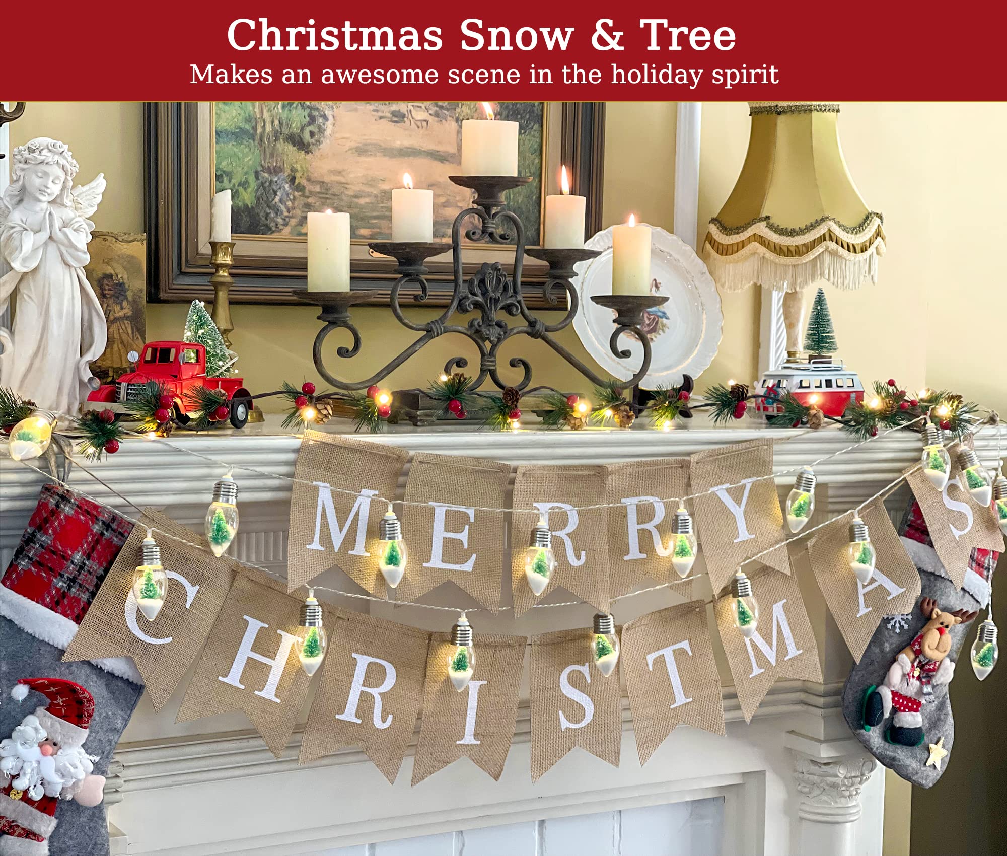 Vvolf Christmas Lights Battery Operated, Snow Globe String Lights, Christmas Snow Globes String Lights For Room, Globe String Lights With 10 Led Clear Bulbs 2Pack