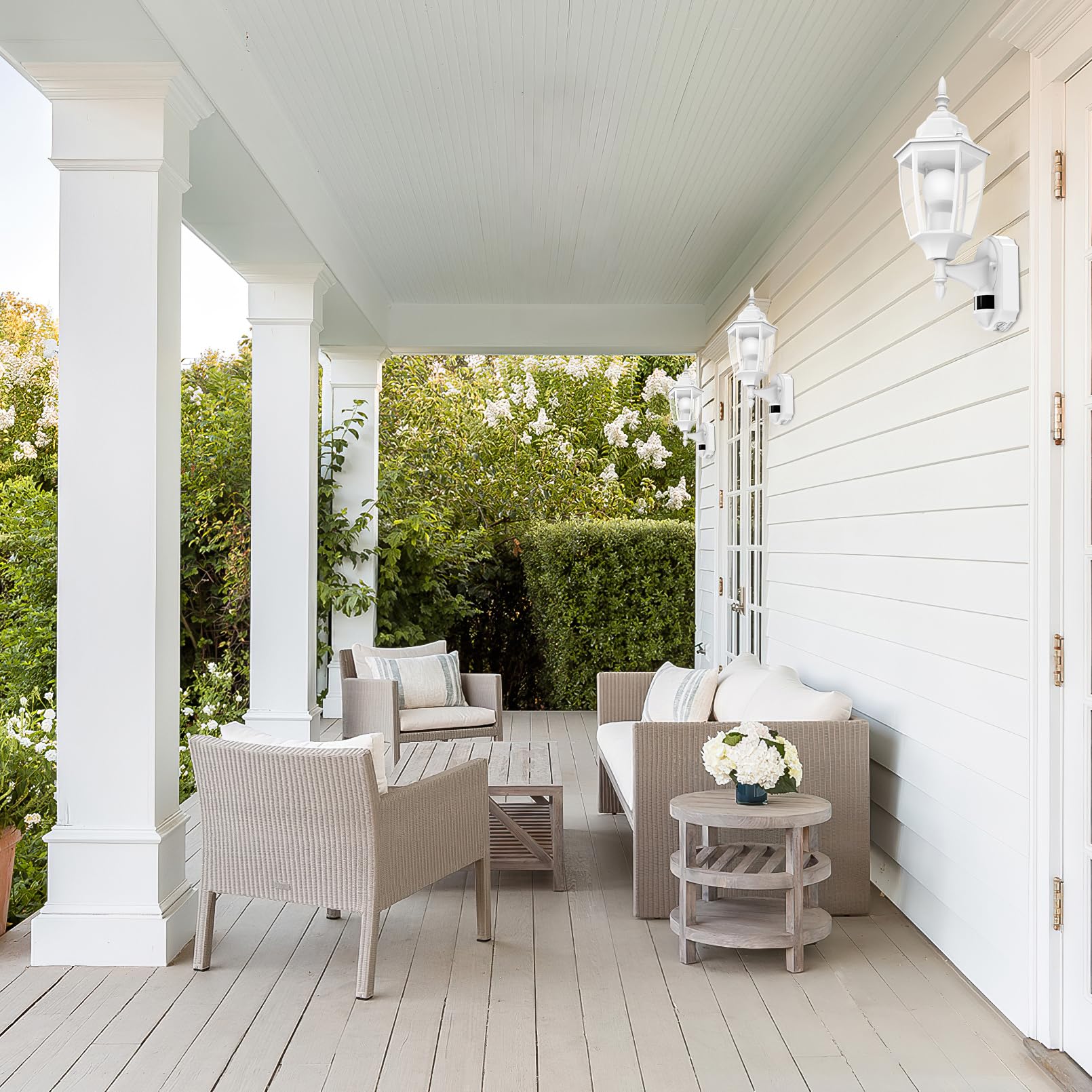 Lamomo Outdoor Wall Sconce, Dusk To Dawn Motion Sensor Light Fixtures, Exterior Aluminum Waterproof White Porch Lights For Patio