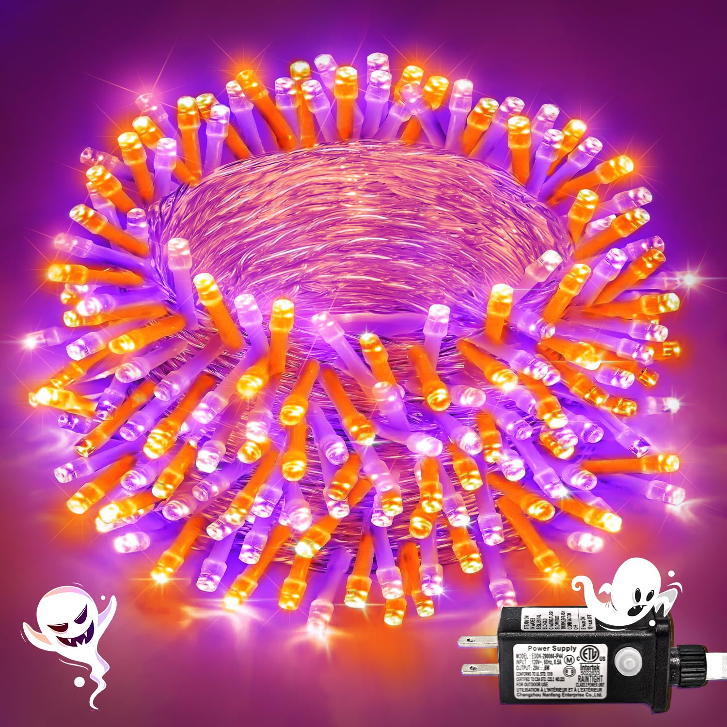 Einiiya 250 Led Orange And Purple Christmas Lights 82 Ft String Lights Indoor Outdoor Clear Wire With 8 Modes  Plug In Waterproof Christmas Light For Tree Party Bedroom Thanksgiving Decorations