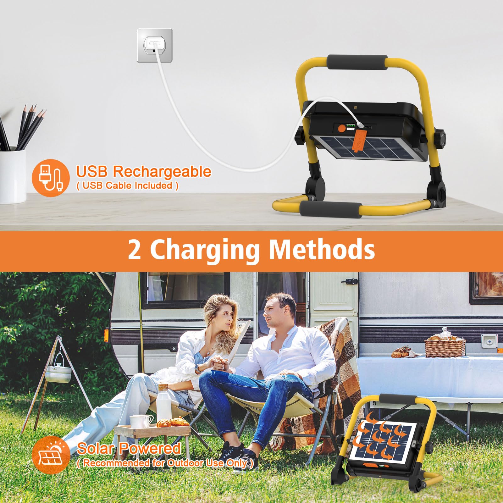 ERAY Rechargeable Work Light 10000LM with Remote Control & Stand, 15000mAh Battery, IP66, Black