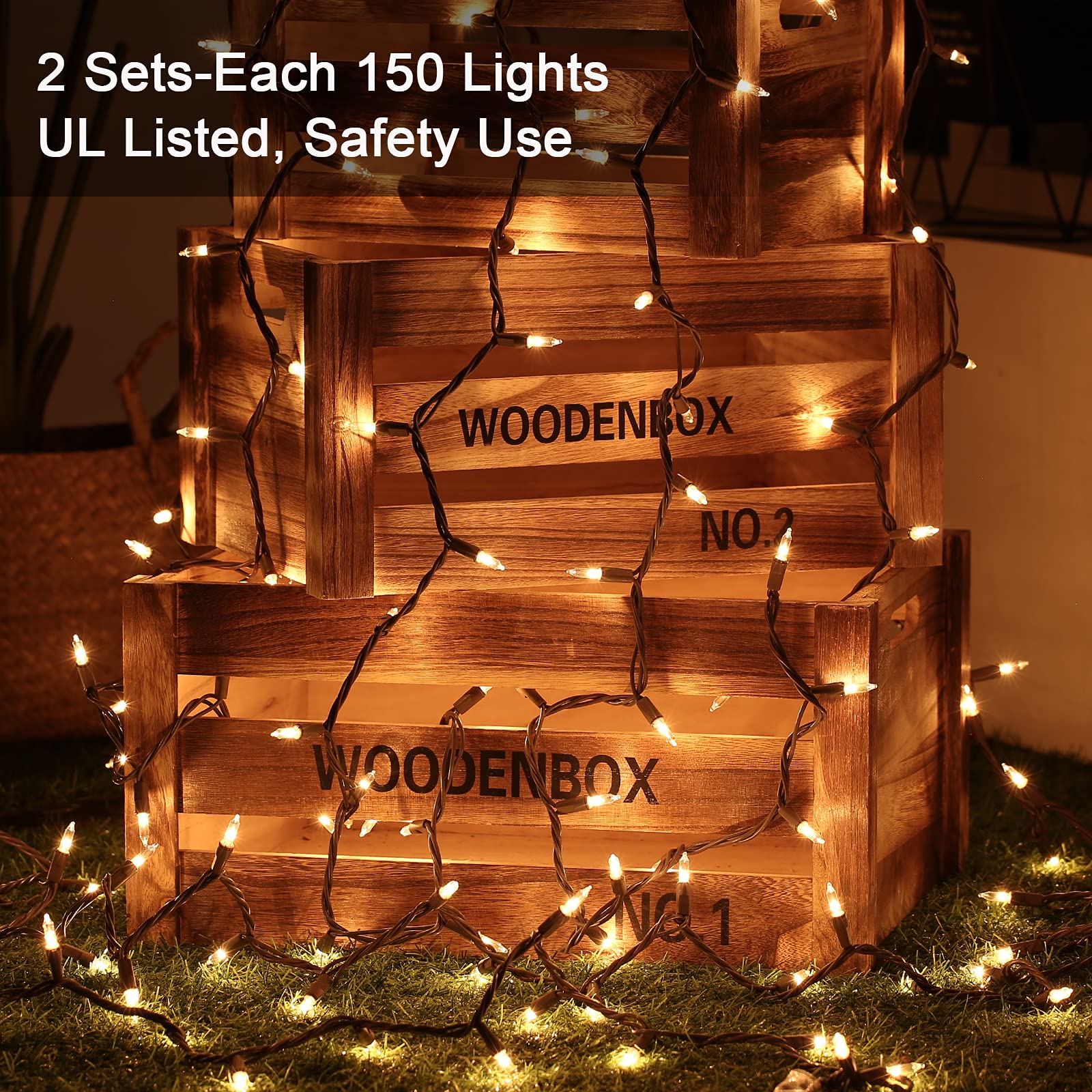 Christmas Lights, 300Ct 69.6Ft Incandescent Christmas Lights Connectable, Outdoor Christmas Tree Lights, 120V Ul Certified Indoo