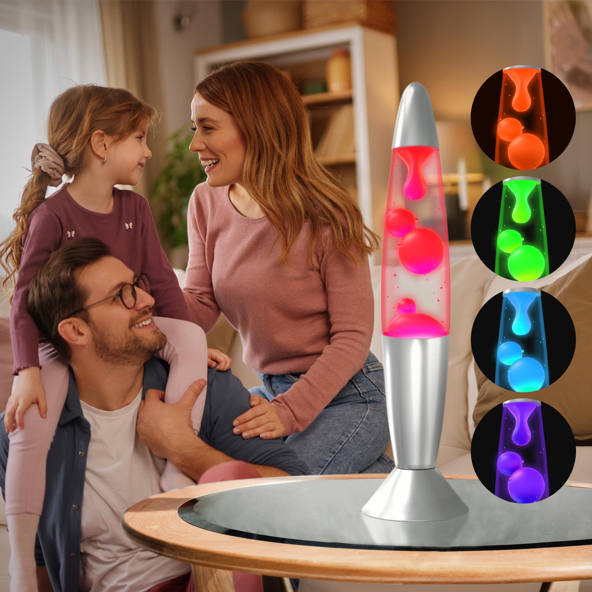 JAMBO 7-Color LED Motion Lamp, 13" Relaxing Night Light, Aluminum, Model led1617, Remote Control, Home Decor