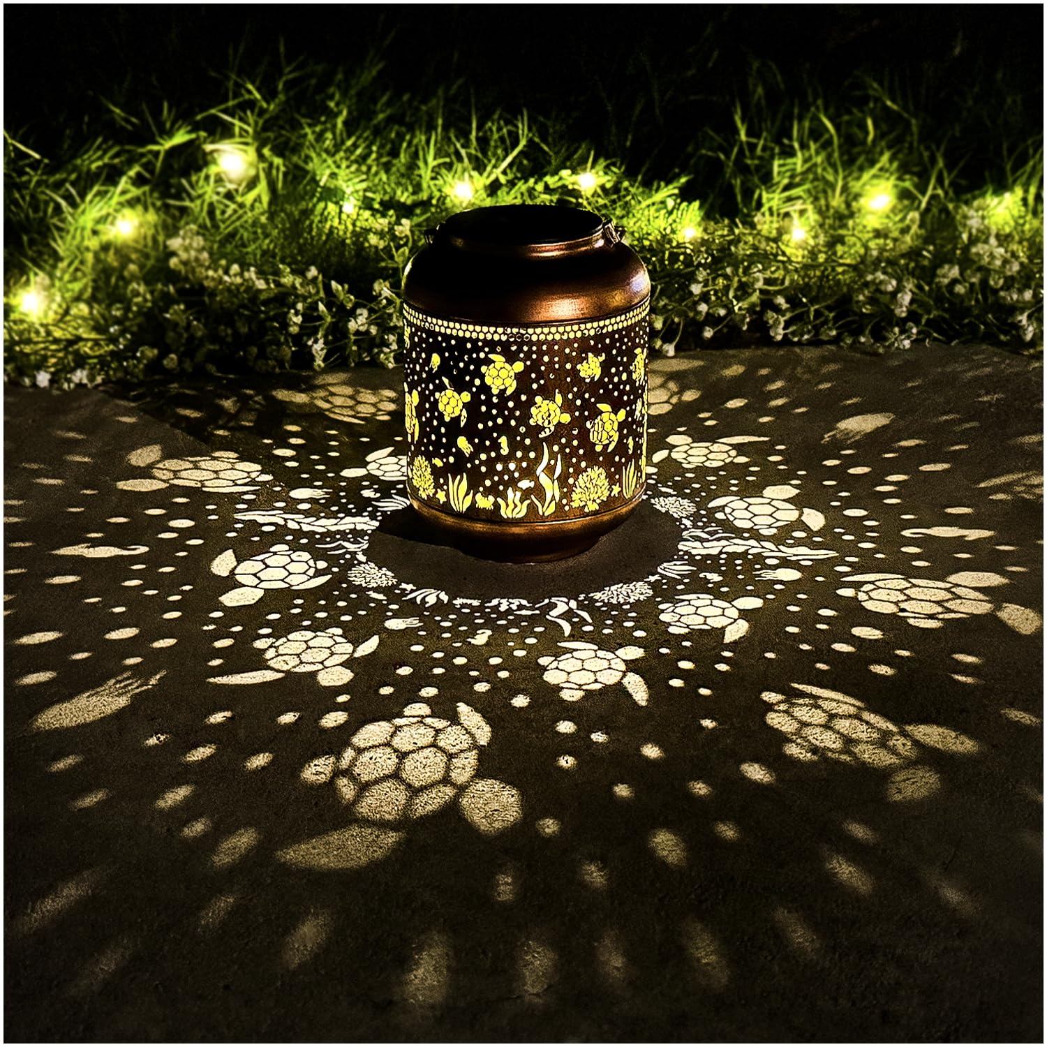Sea Turtle Solar Lanterns Outdoor Waterproof,Hanging Solar Lights Sea Turtle Gifts for Women Metal LED Decorative Light for Yard