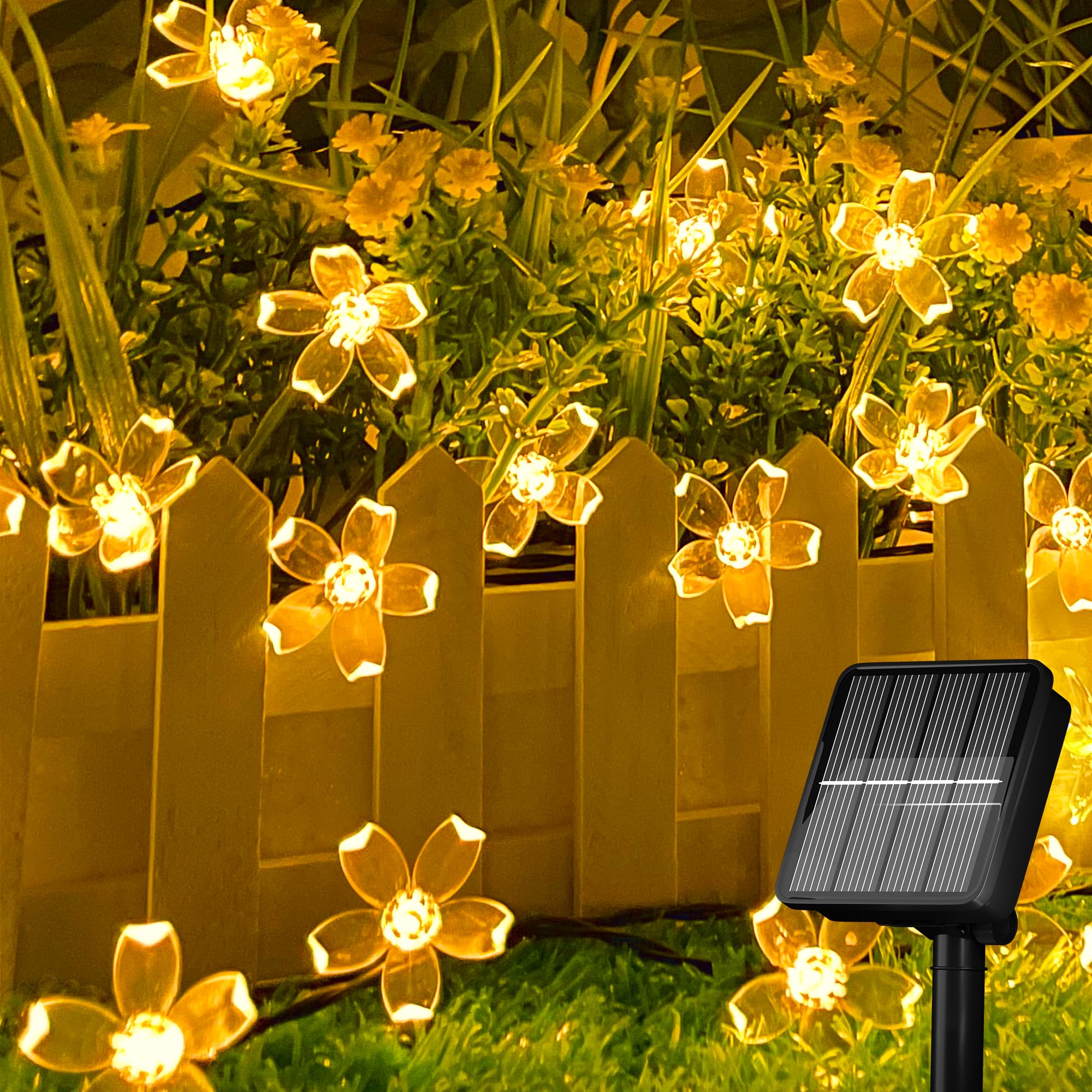 Selarlyt Solar String Lights, 50 LED Warm White Waterproof Decorative Lights for Outdoor, Yard, Lawn, Garden, Christmas Tree