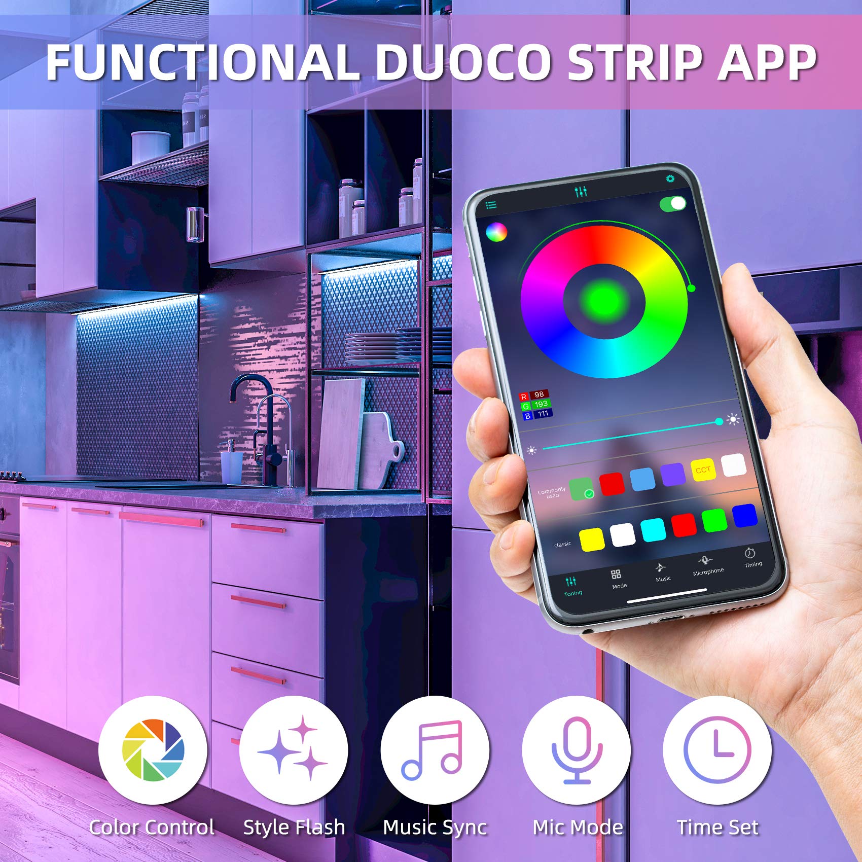 Motion Activated Under Bed Lights,9.8Ft Motion Sensor Led Light Strip With Remote Control,5050 Rgb Led Night Lights With Automatic Shut Off Timer For Indoor,Bed,Wardrobe, Cabinet,Corridor,Stair Decor