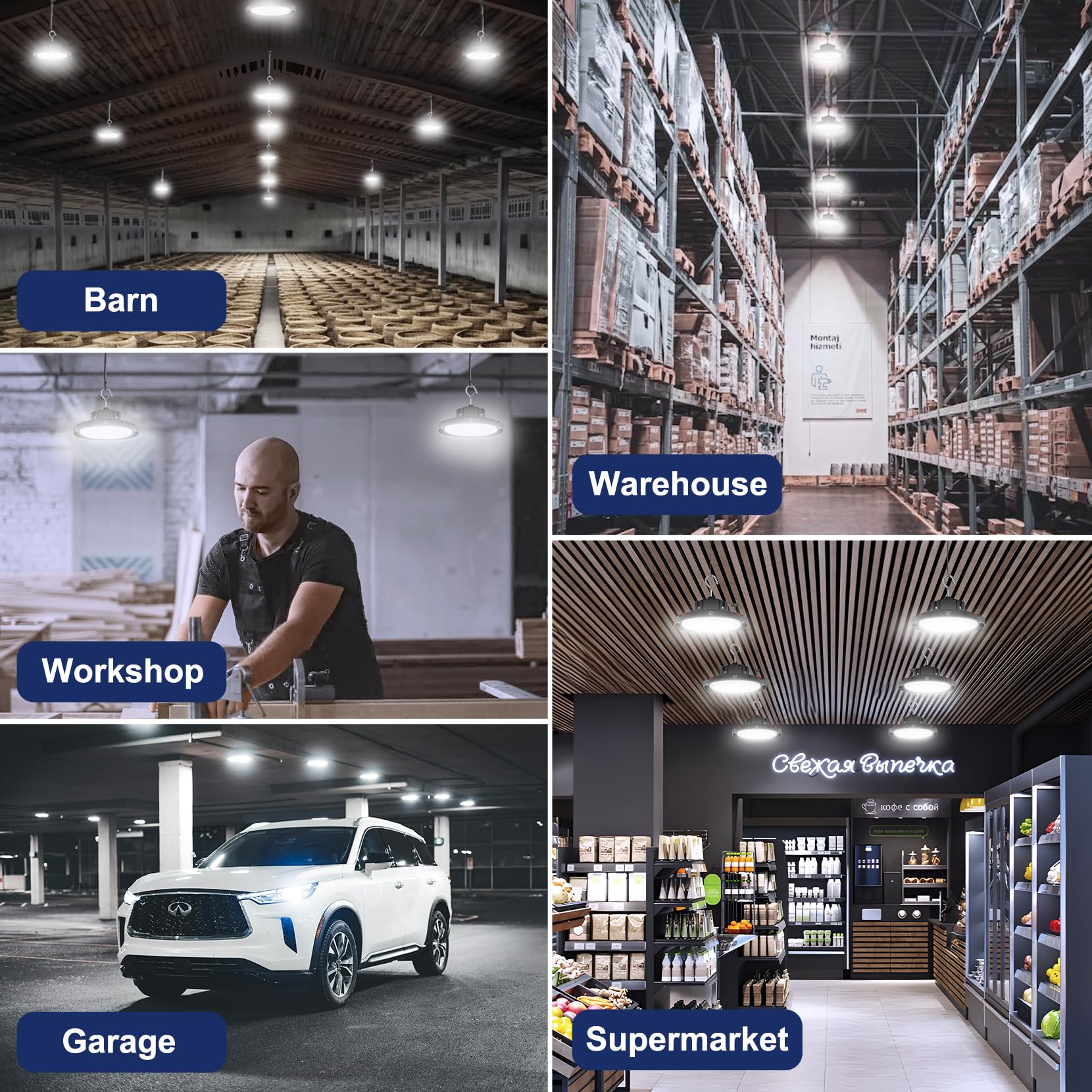 Cinoton 210W Ufo Led High Bay Light  Aluminum Led Shop Lights With 31500Lm  5000K Commercial Bay Lighting For Warehouse Garage Workshop Factory  6  Cable & Safety Rope  Etl Listed 4 Pack