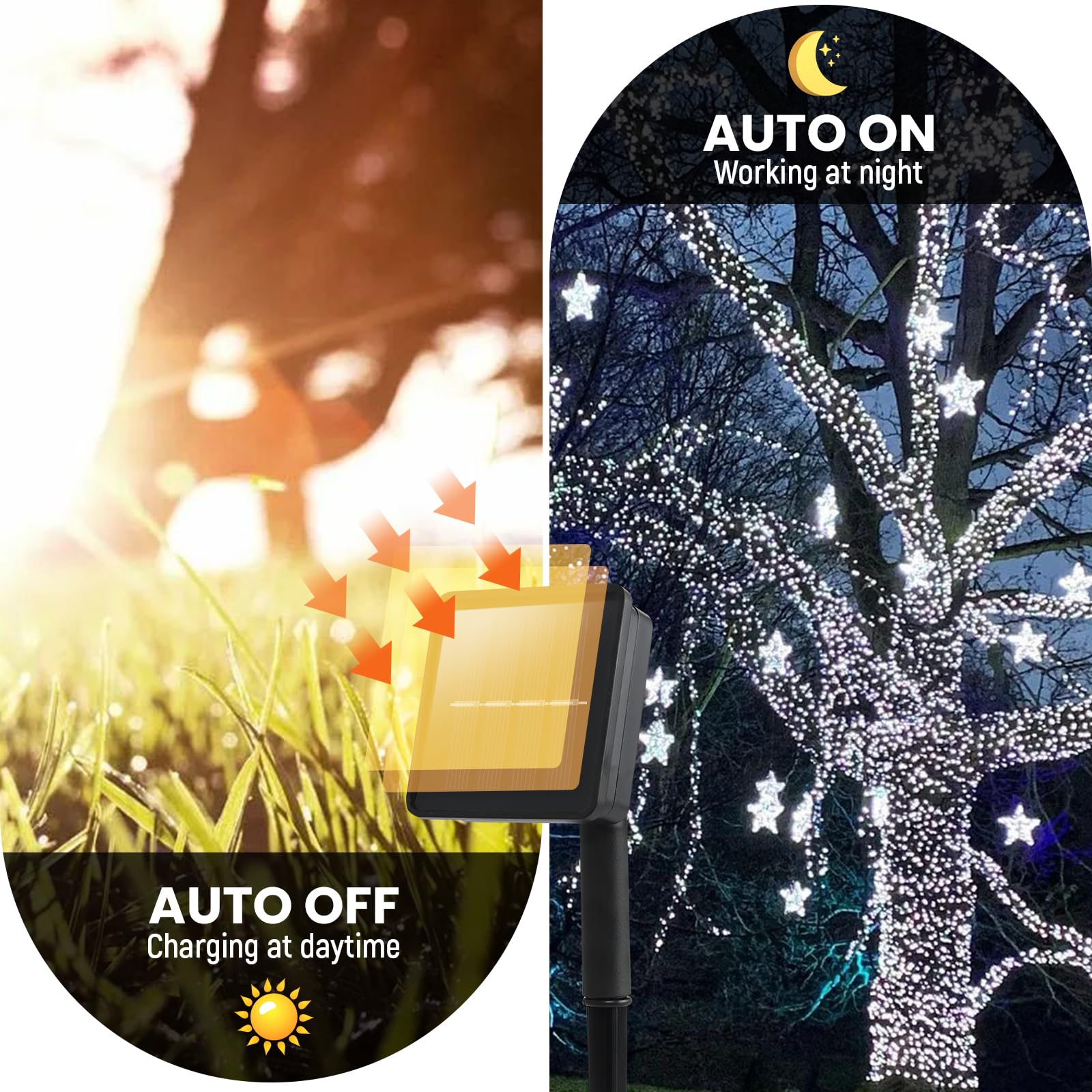 Solar String Lights 2 Pack 100Ft Outdoor Waterproof 200 Led Fairy Lights 8 Modes - Ideal For Garden, Courtyards, Trees (Cool Whi